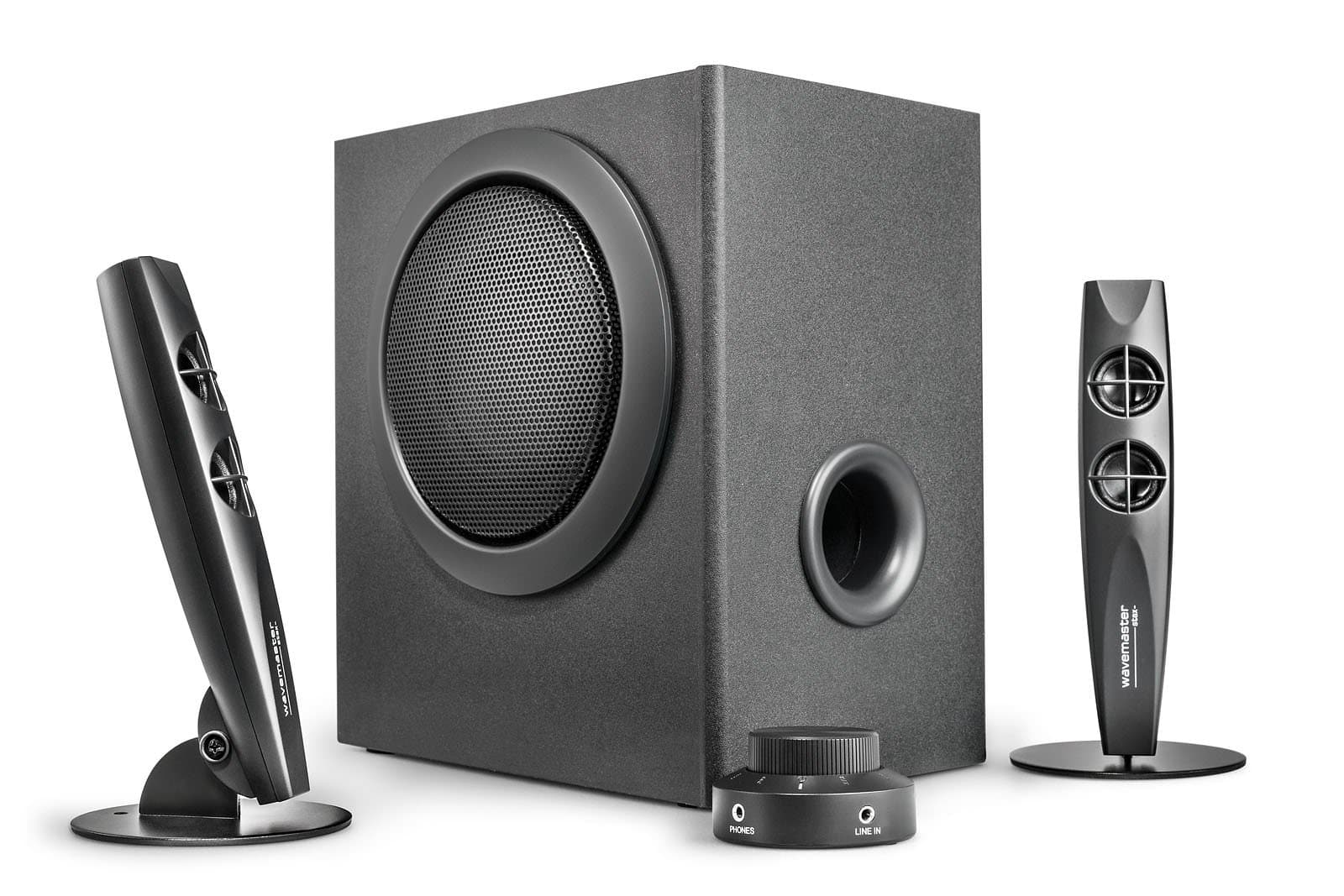 wavemaster STAX - 2.1 Stereo Speaker System/Set (46 Watt) for TV, gaming, smartphone, PC, tablet / UK version (66208)