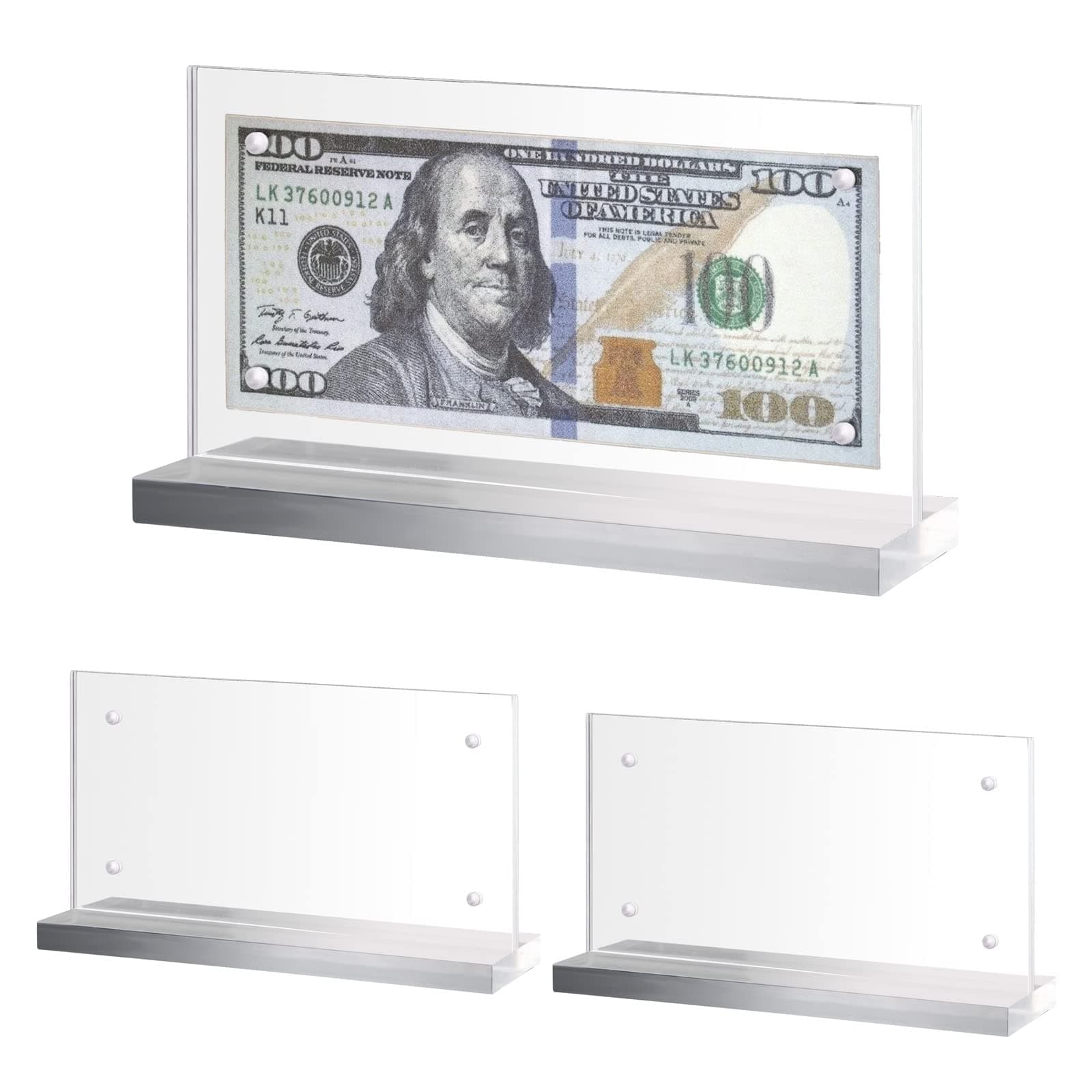 Acrylic Dollar Bill Display Frame: Dollar Bill Holder 2 Pack Currency Paper Money Holder Display Case Dollar Bill Frame Money Frame Display for Dollar Bills Collectors Collection