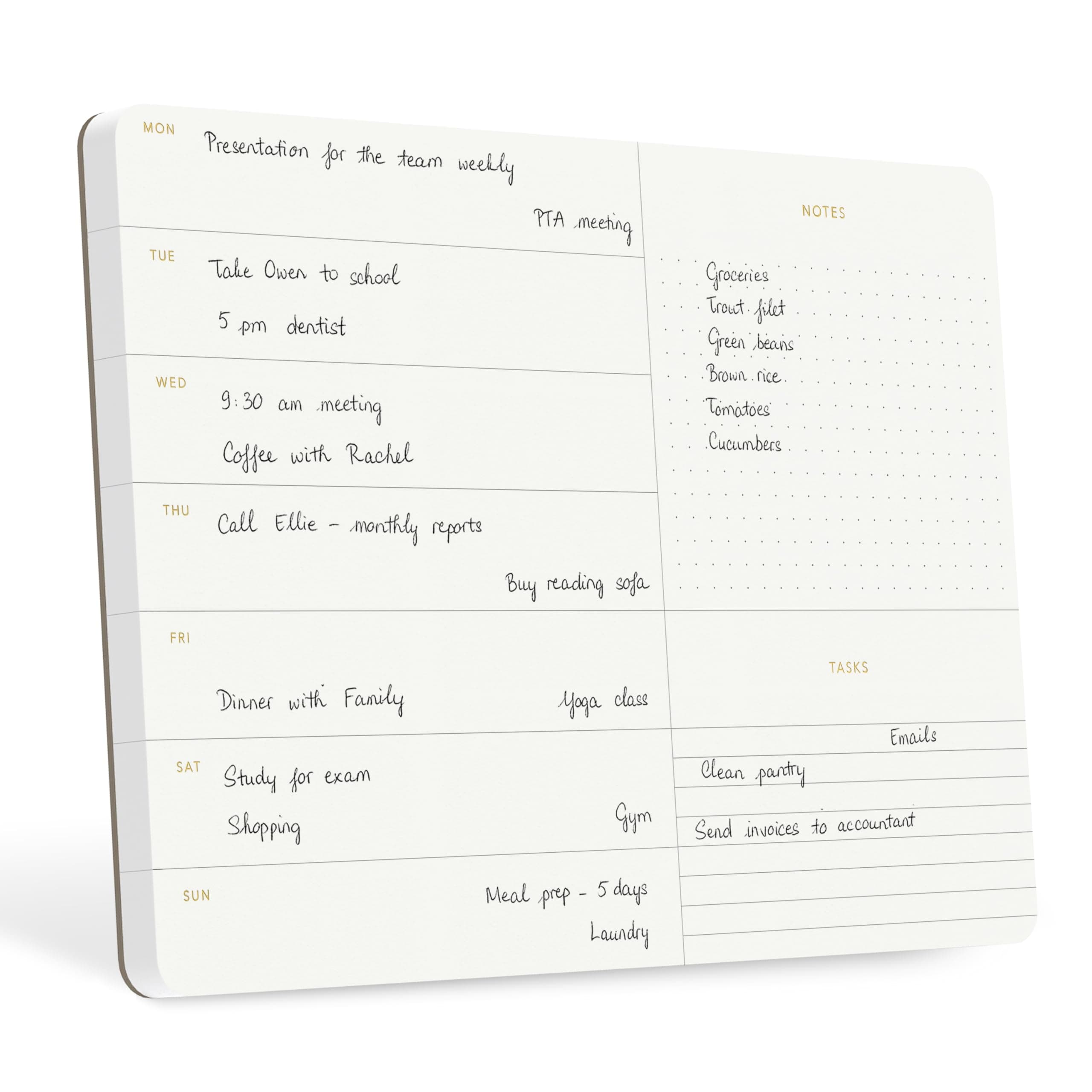 Elegant Weekly Planner Notepad, Undated, 11.22" x 7.87", 52 Sheets (Whole Year), Gold Foil, Tear Off Sheets, Minimalist Work Planner Pad, Weekly To Do List Notepad, Eco-friendly, FSC™ Certified Weekly Desk Planner