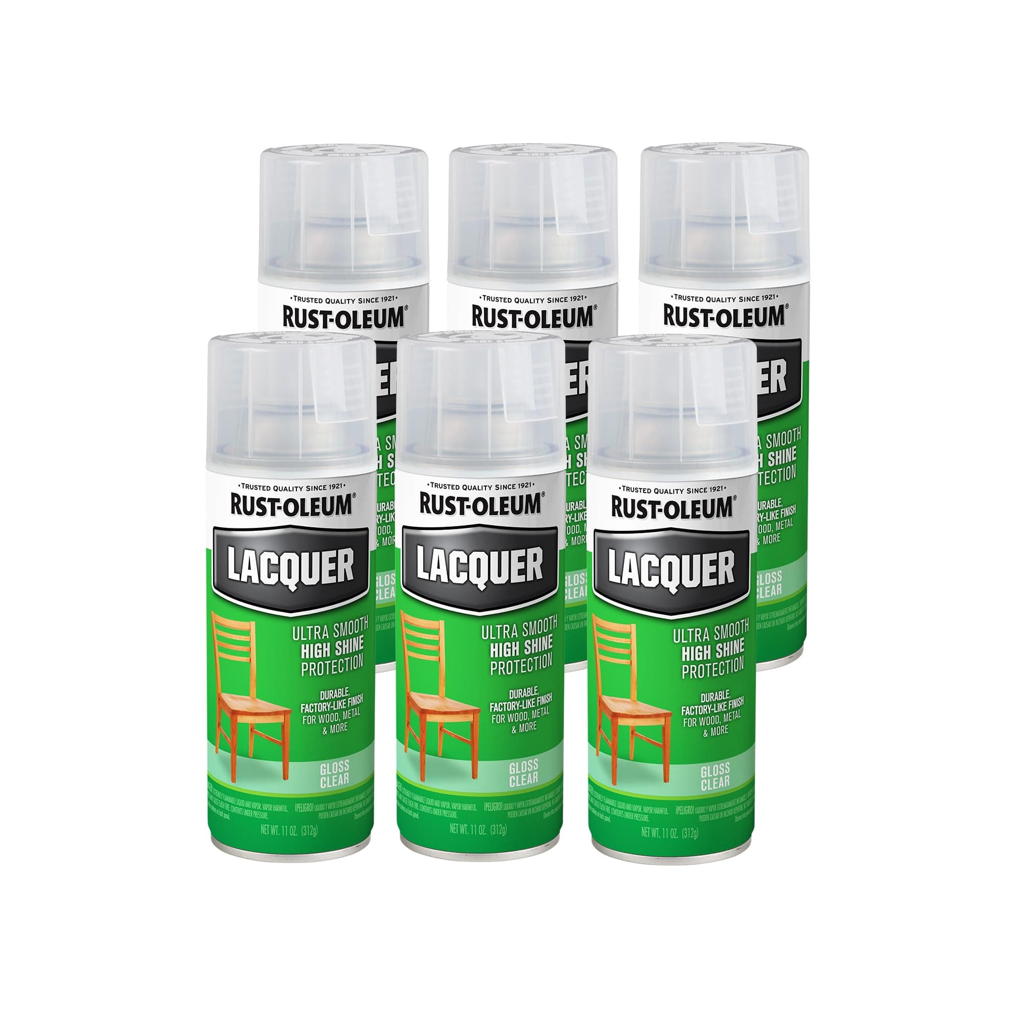 Rust-Oleum 1906830 Specialty Lacquer Spray, 6 Pack, Clear