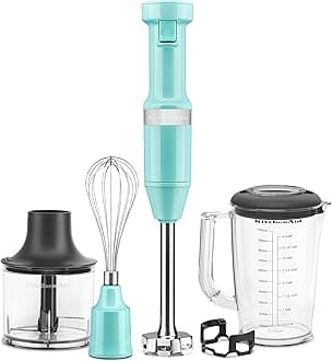 KitchenAidKHBV83AQ Variable Speed Corded Hand Mixer with Accessories, Aqua Sky, KHBV83AQ