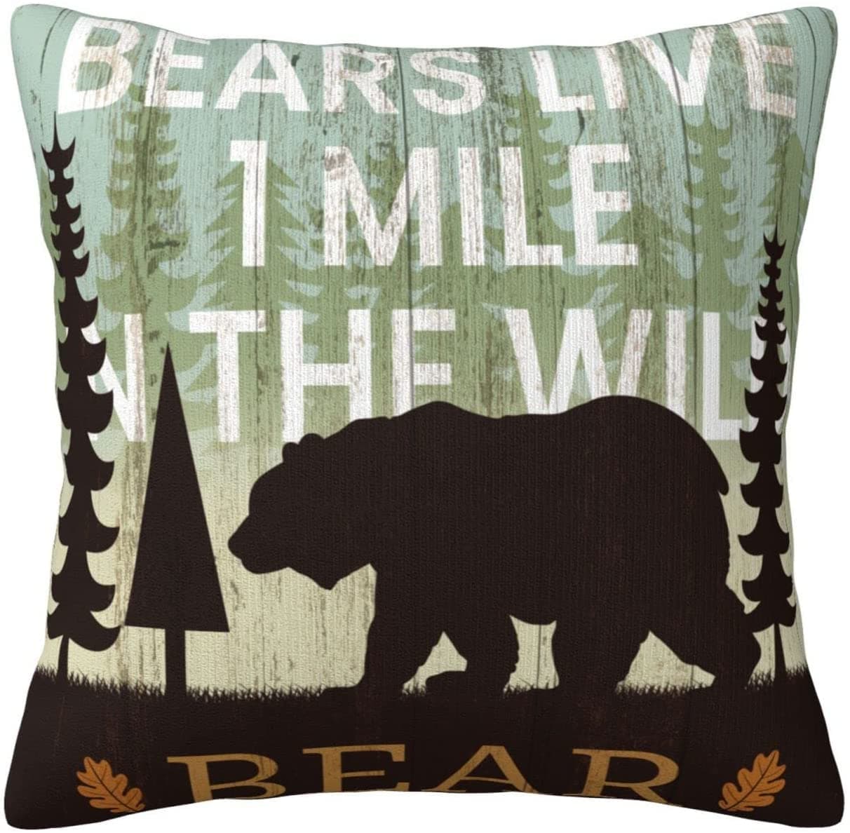 Cute Black Bear in Forest Double Sided Pillow Covers Simple Letter Animal Design Plush Pillowcases Square Cush A 45cm*45cm