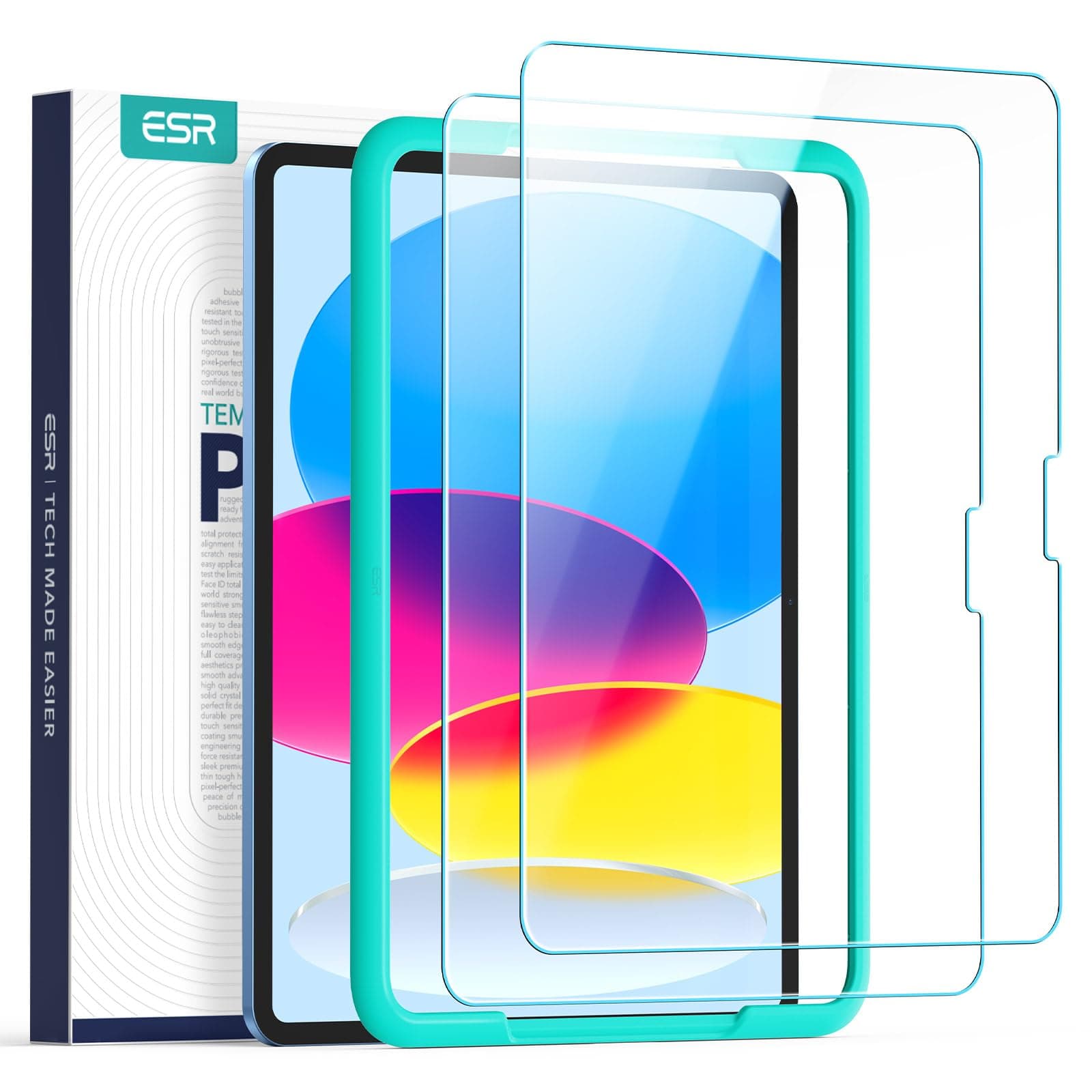 2 Pack Screen Protector for iPad A16 11th/10th Generation (11 Inch/10.9, 2025/2022), 9H Tempered Glass Film Guard with Alignment Frame, Anti-Scratch, Bubble Free, HD Clarity, Apple Pencil Support