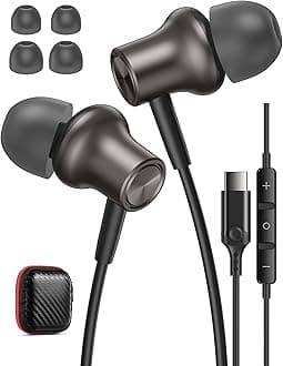 USB C Headphones Wired Earbuds for Apple, Soft in Ear Buds for iPhone 17 17e Air 16 16e 15 for iPad Pro for Samsung/Android for Galaxy S26 S25 Ultra USBC Corded Type C Earphones Home Office Gunmetal