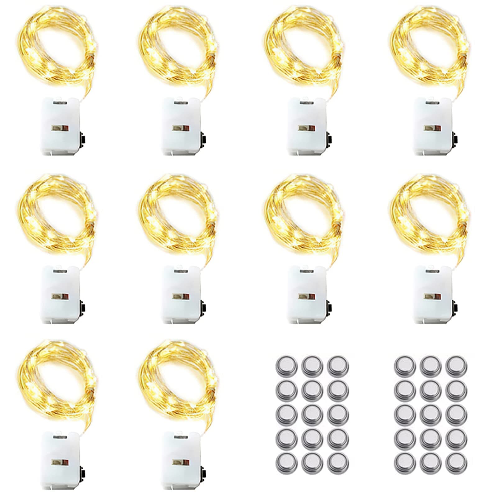 10 Pack LED Fairy String Lights 3M/30 LEDs Battery Operated String Lights 3 Twinkle Lighting Modes Silver Wire Lights for Holiday Wedding Birthday Christmas Party Gifts Wine Bottle Decorations