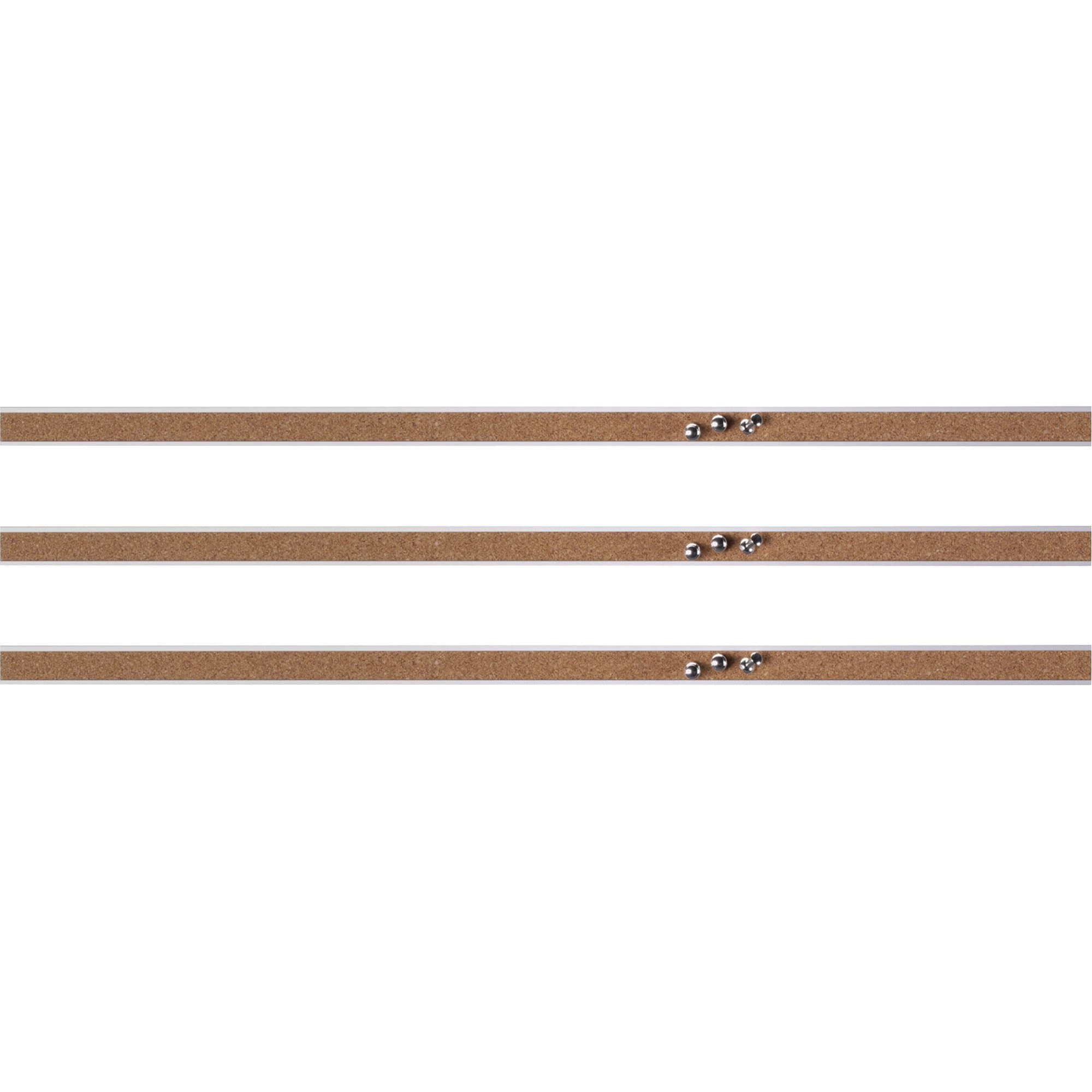Lorell Cork Strip Bulletin Bar - 48" Width - Aluminum - 3/Bundle (49535BD)