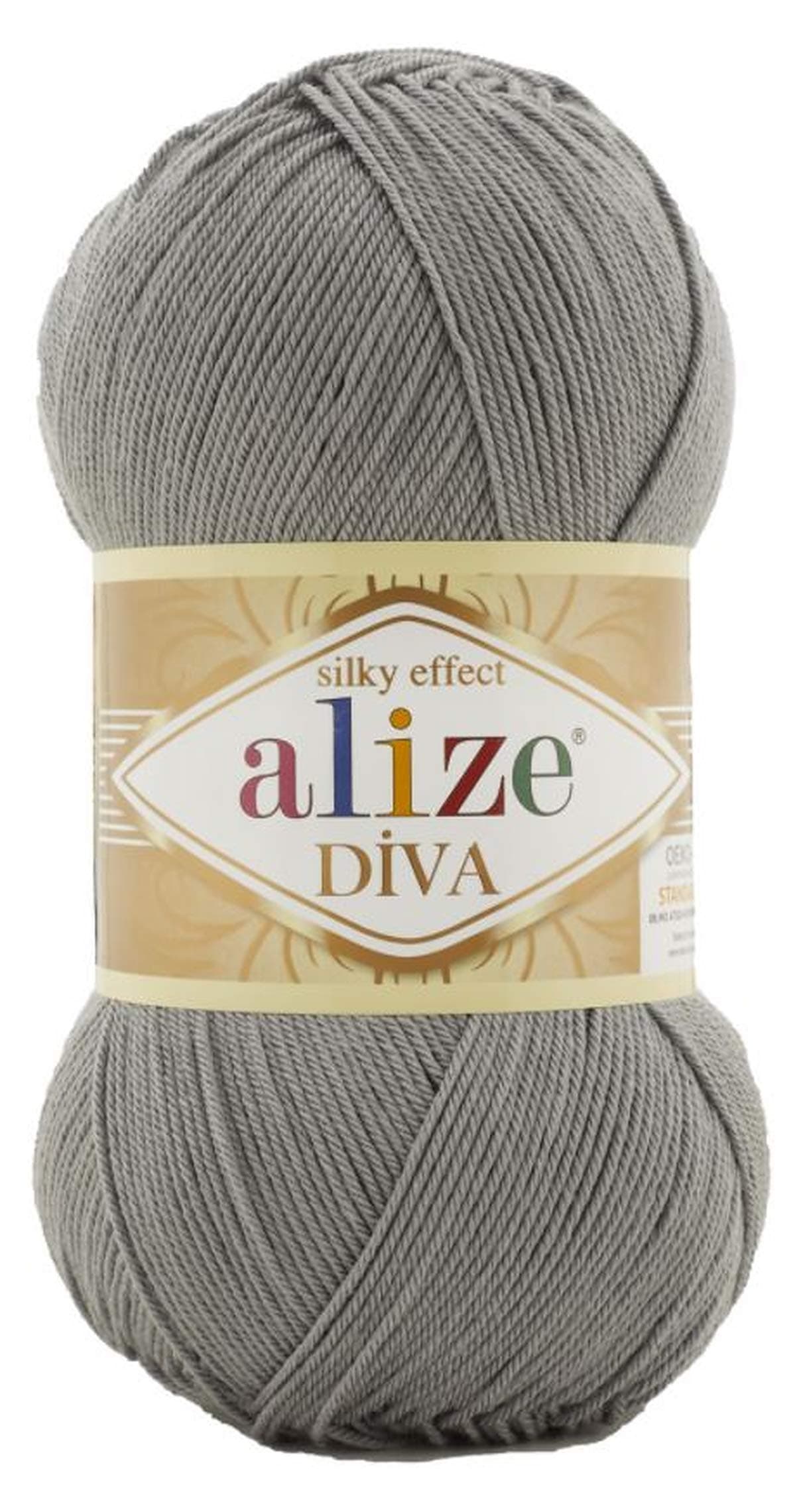 Alize Diva Silk Effect 100% Microfiber Acrylic Yarn 1 Ball skeins 100gr 383yds Color (87 - Coal Grey)