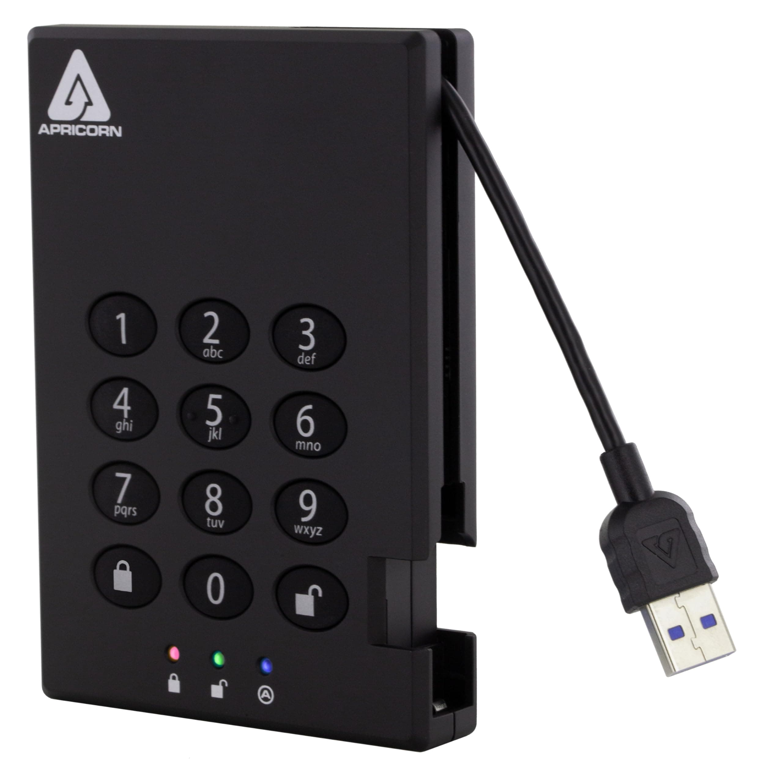 Apricorn 2TB Aegis Padlock USB 3.0 256-Bit AES XTS Hardware Encrypted Portable External Hard Drive (A25-3PL256-2000)