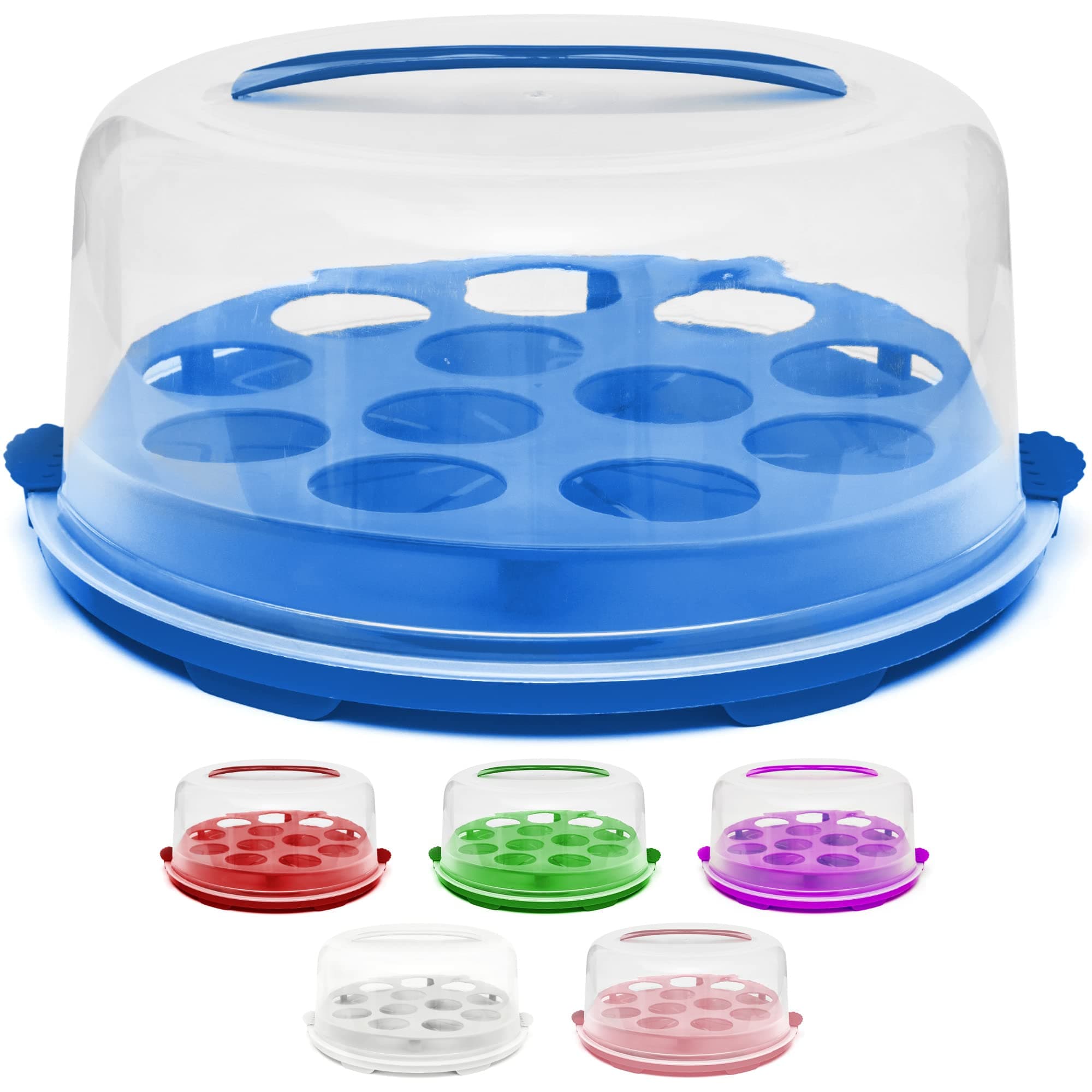 Portable Cupcake Caddy - Deluxe Cupcake Carrier with Secure Locking System - Transport and Display Your Delicious Creations with Ease - Cake Holder Muffin With Handle Plastic Cake Box