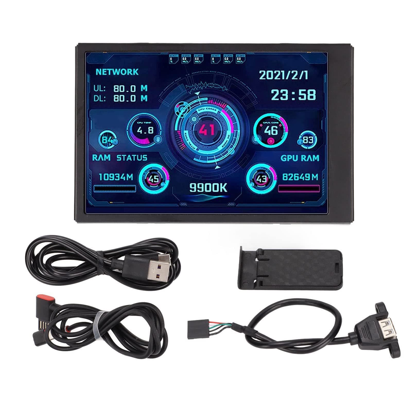 Computer Temp Monitor, 3.5In IPS USB Type C PC CPU RAM Data Monitor Computer Temperature Display for AIDA64, PC Temperature Display Screen, PC Sensor Panel Display, PC CPU Monitor