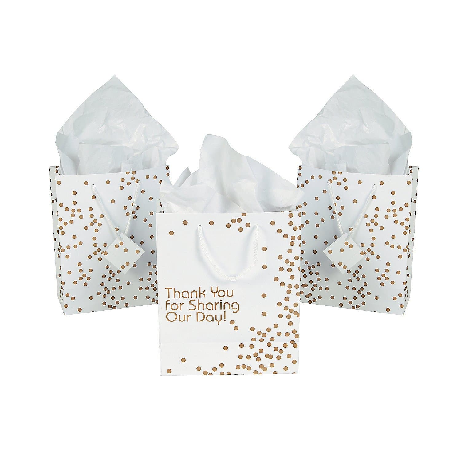 Medium - Gold Wedding Dot Gift Bags - 1 Dozen