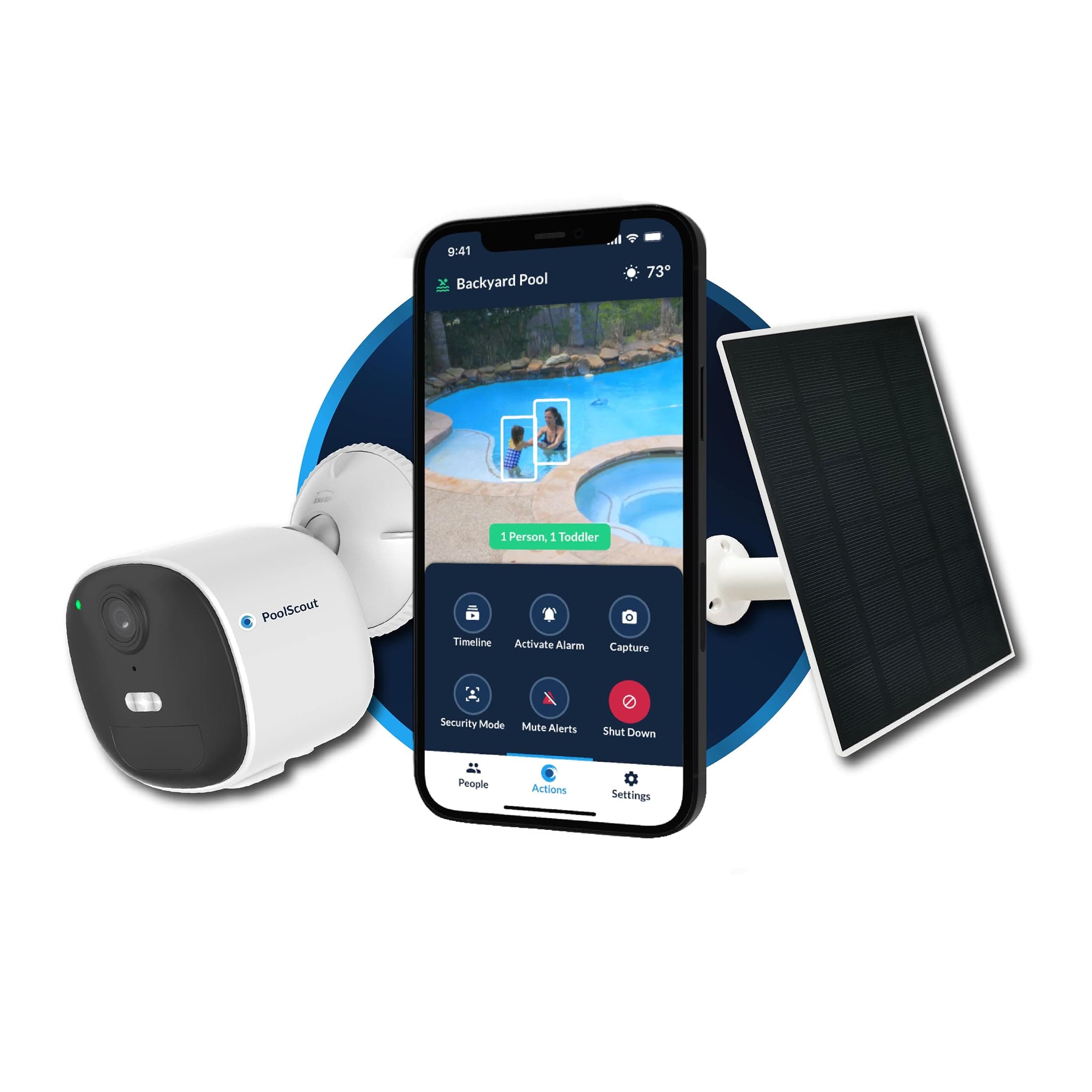 Wireless | Battery & Solar Kit - Pool Security Alarm System for Preventing Drowning of Toddlers & Pets in Your Swimming Pool (3 Months Premium Subscription Included)