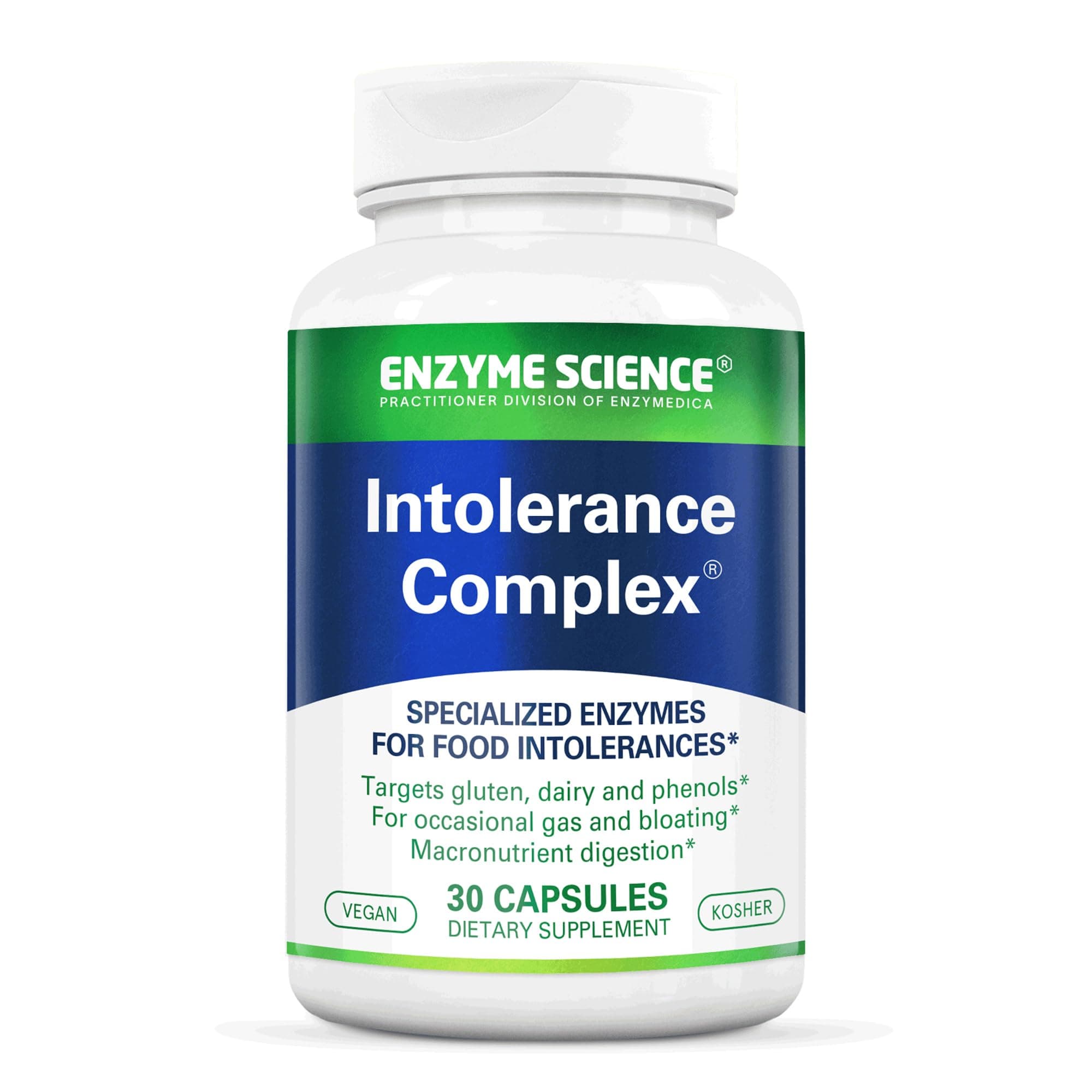 Enzyme Science Intolerance Complex, 30 Capsules Comprehensive Support for Common Digestive Sensitivities Gluten, Casein, Phenol Sensitivities, and Complex Carbohydrates Intolerance Relief