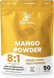 Jungle Powders Freeze Dried Mango Powder 7 Ounce Bag, Mango Extract For Baking No Sugar Added Dry Mango Powder Juice Additive Free Mangoes Whole Fruit Dried Mango Juice For Smoothie Flavoring