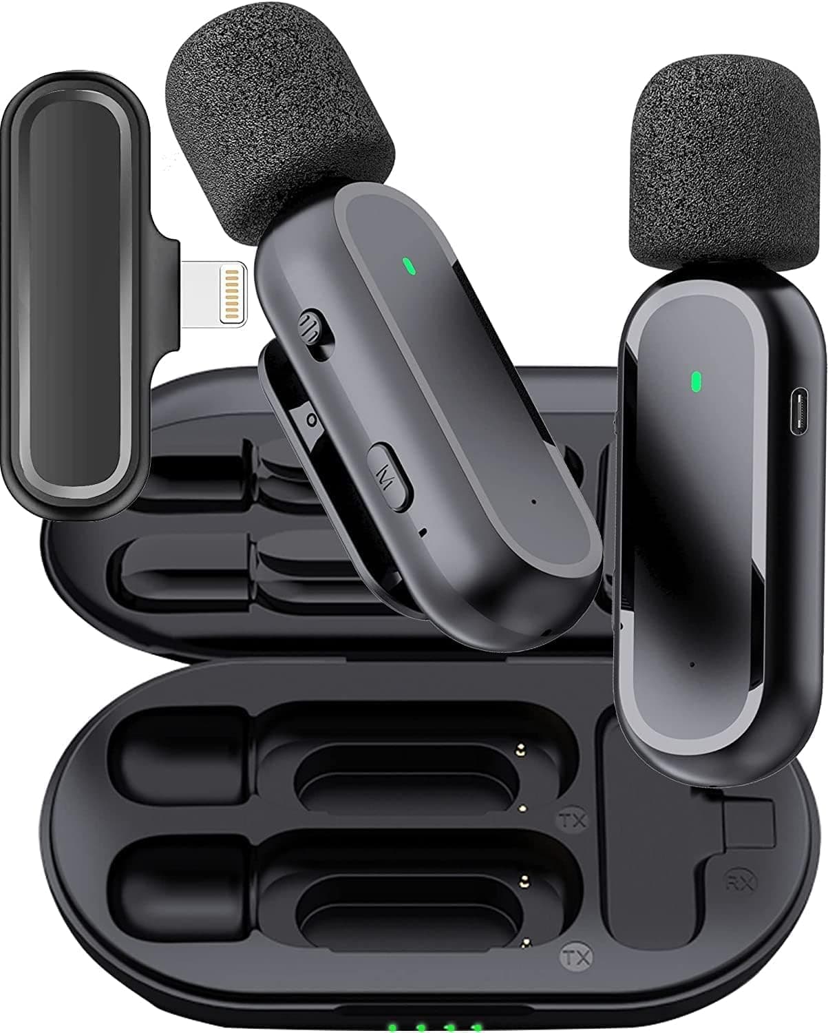 Rayyan Dual Wireless Microphone,Wireless Lavalier Microphone System,High Vocal Quality,Lavalier Lapel Mics for Vlog Mike Clip on Wireless Phone Microphone,Suitable for Interview,Vlog,Video Recording