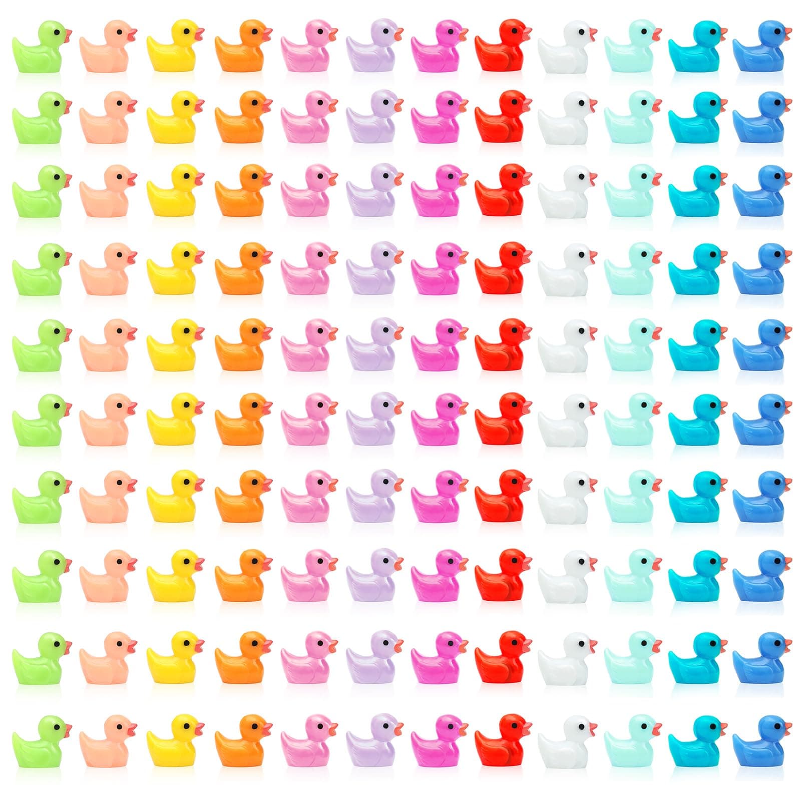 Mini Resin Ducks Figures, 120 Pcs Cute Tiny Little Ducks Ornaments Miniatures Toy Baby Bath for Fairy Garden Aquarium Dollhouse Landscape Decorations Mini Stuff Figures Home Decor (12 Colors)