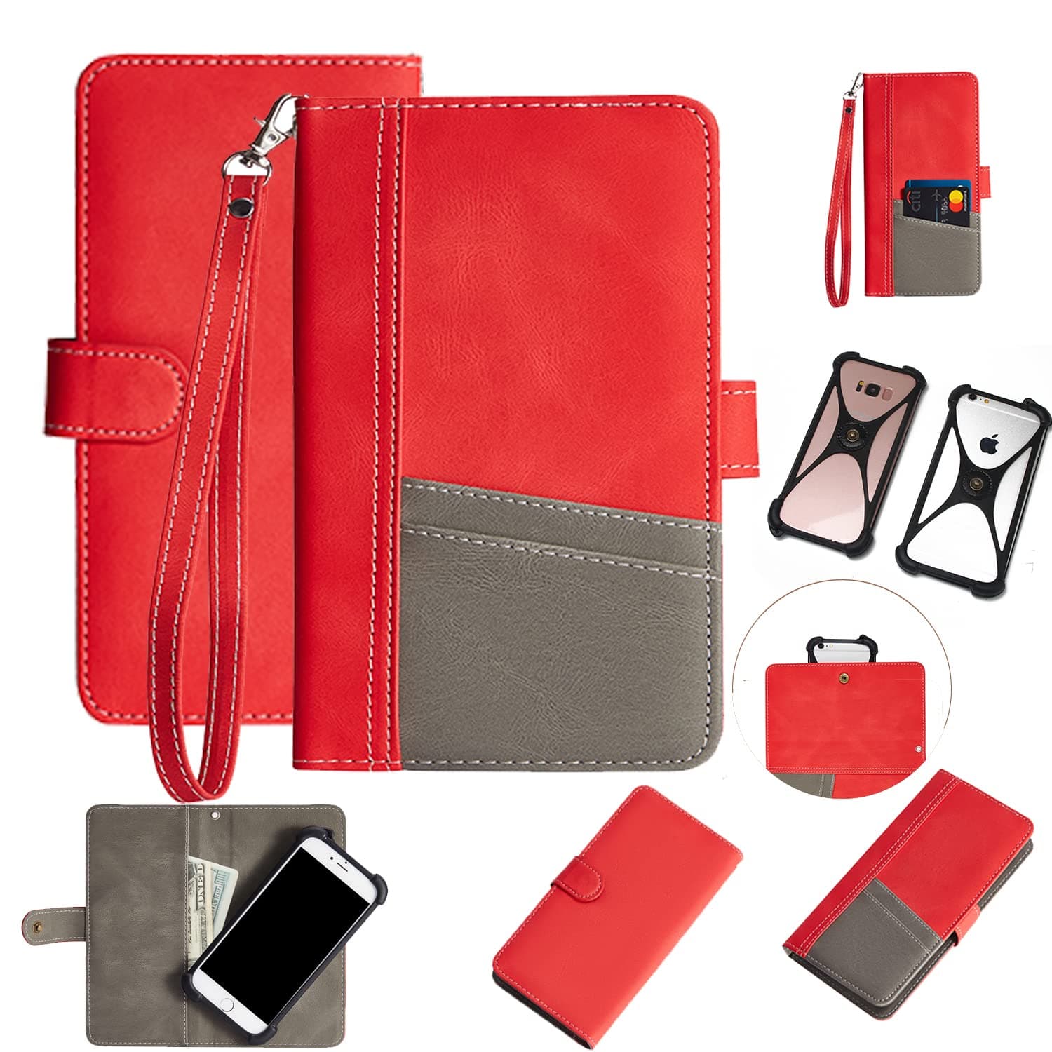 K-S-Trade Protective Case For Doogee S88 Pro Mobile Phone Case Compatible With Doogee S88 Pro Wallet Case Wallet Flip Case Card Slots Flip Wallet Case Case Red