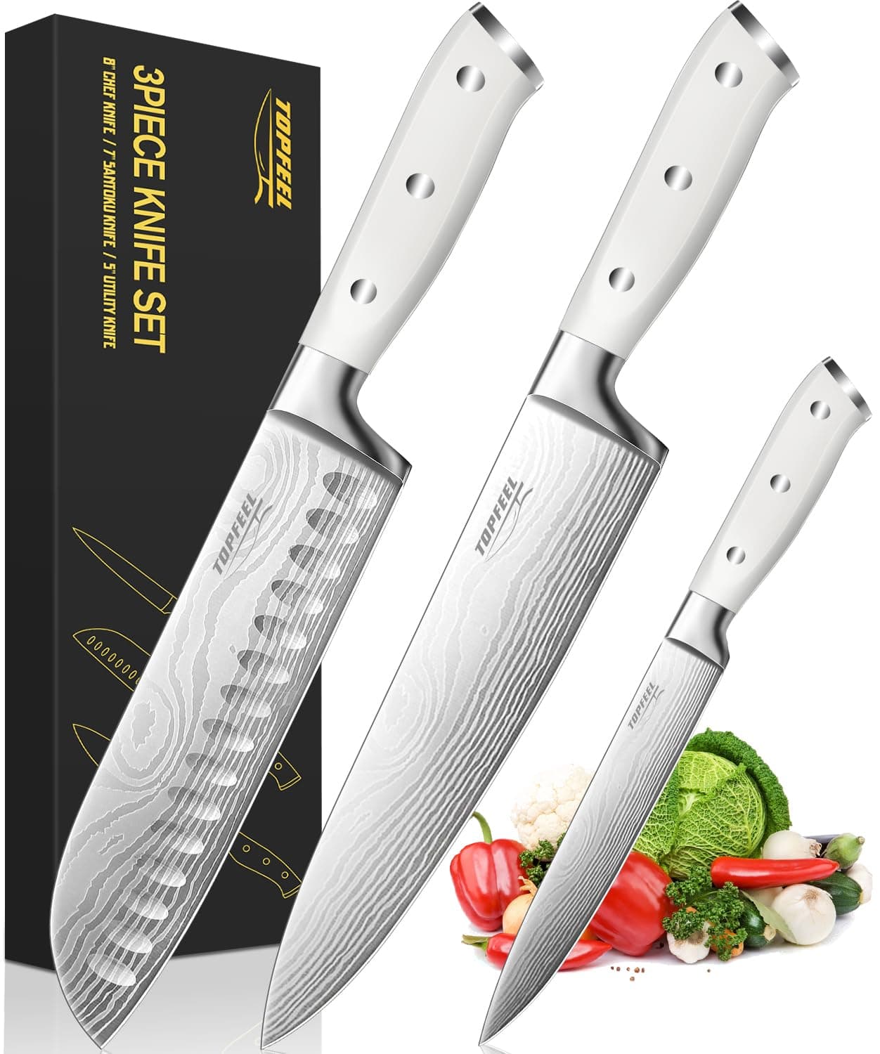 White Chef Knife Set