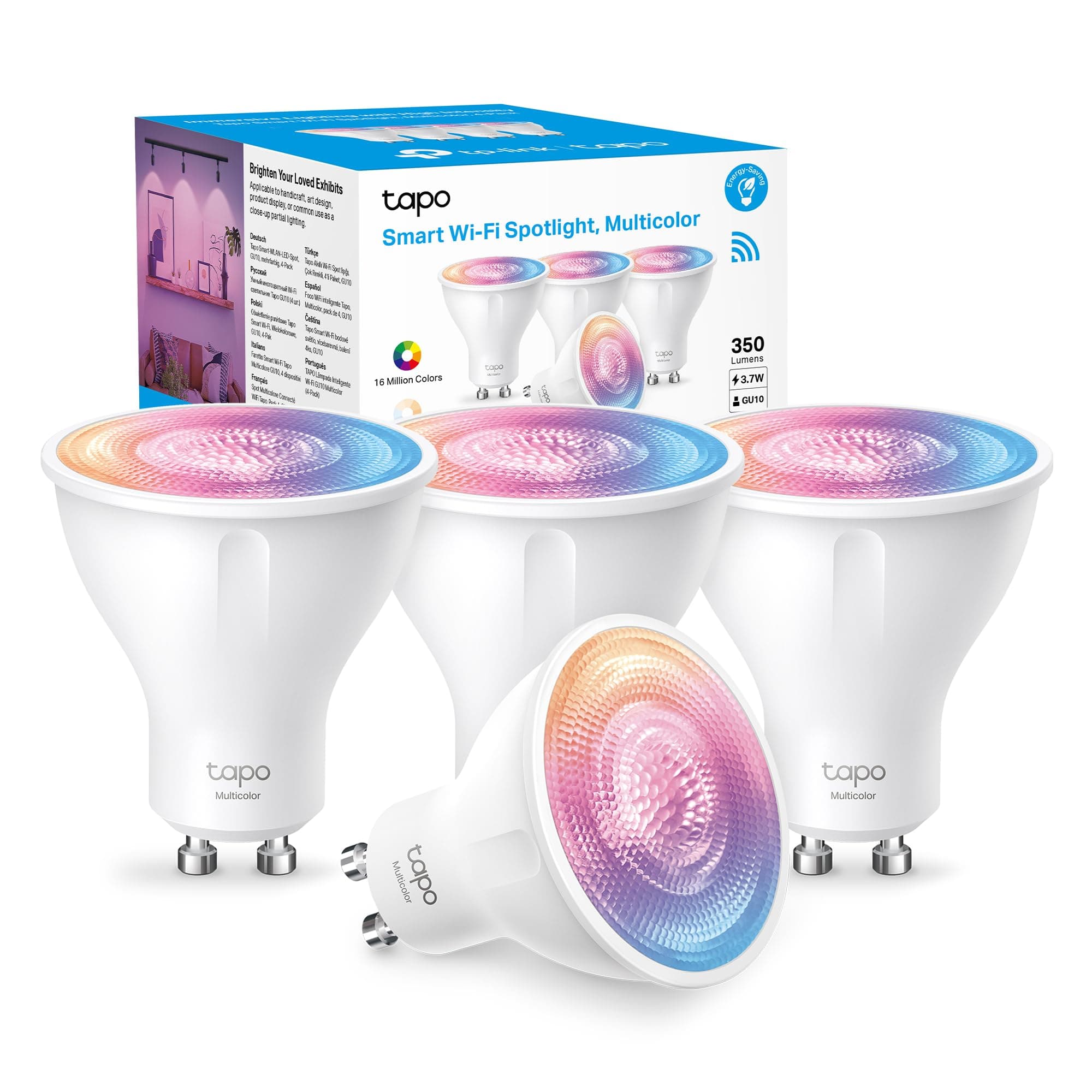 L630 (4-Pack) Smart Bulb, Alexa Light Bulb, Smart Light Bulb Spotlight, GU10 Lamp Base, 16 Million Colours, White Tunable, High Lumen & Dimmable, Remote Control, Voice Control Alexa & Google