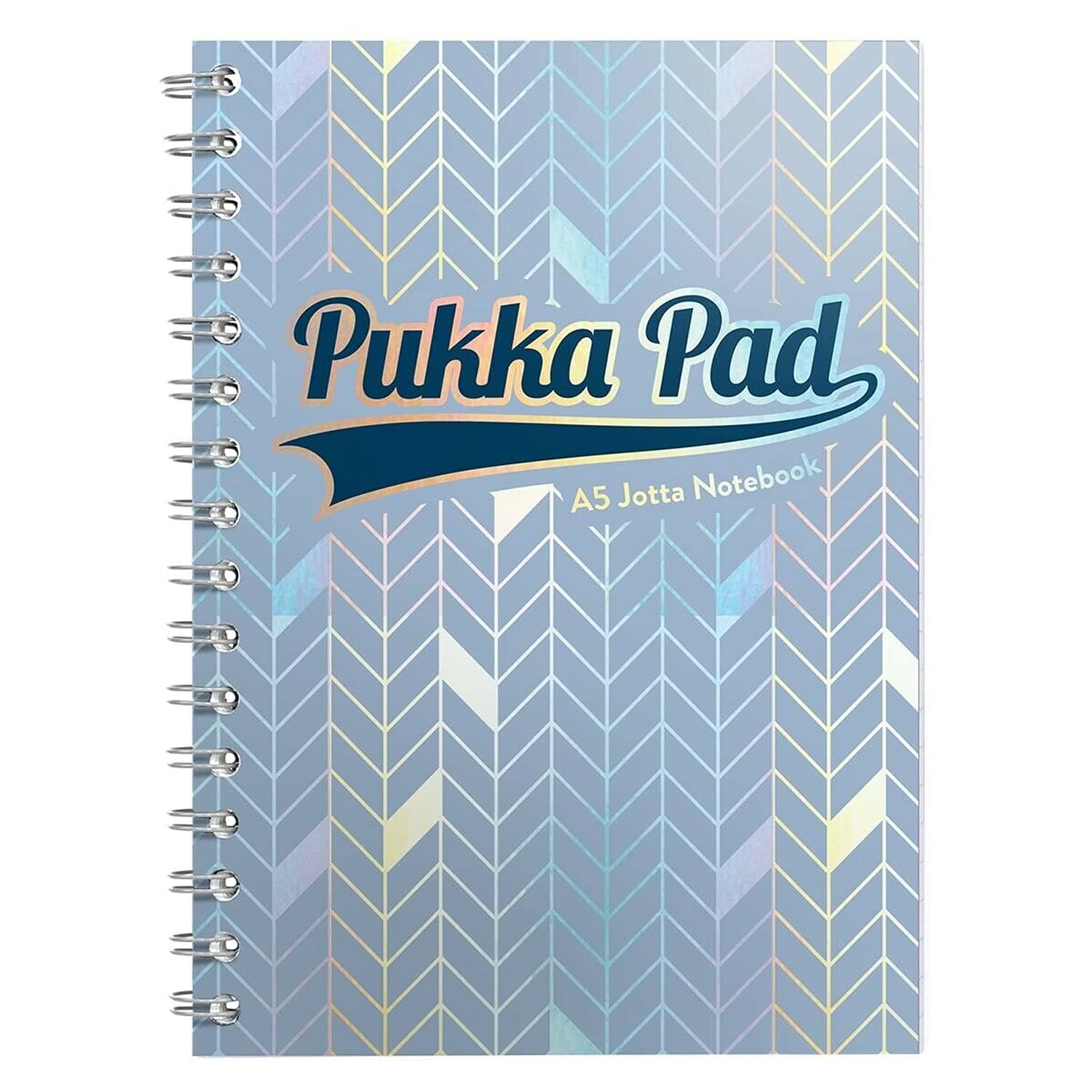 Pukka Pad A5 Size Light Blue GleeSeries Jotta Notepad Notebook Diary Ruled with Margin, 200 pages, Micro Perforated, 80gsm, Spiral Silver Twin Wire, Card Cover