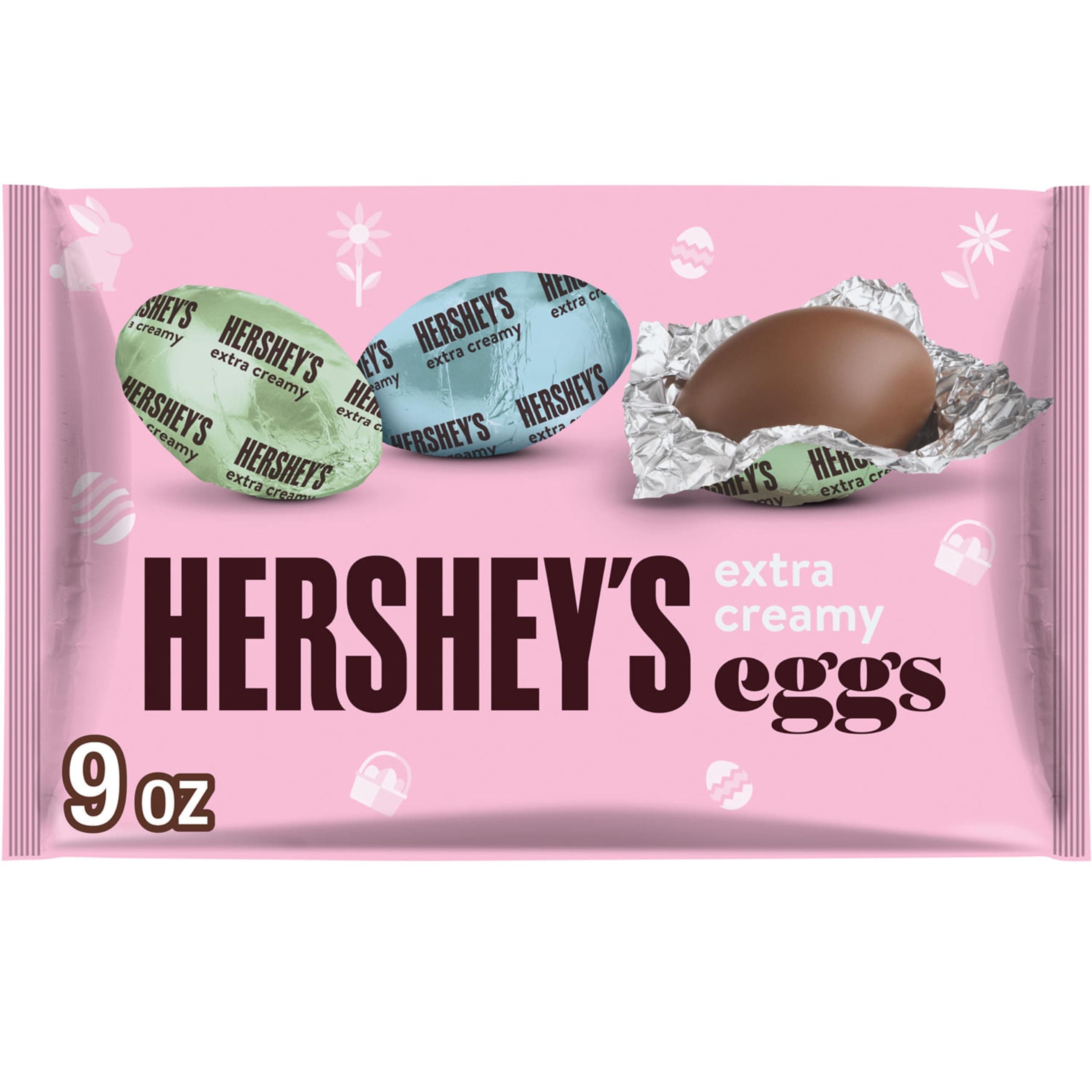 HERSHEY'S Extra Creamy Milk Chocolate Eggs, Easter Candy Bag, 9 oz