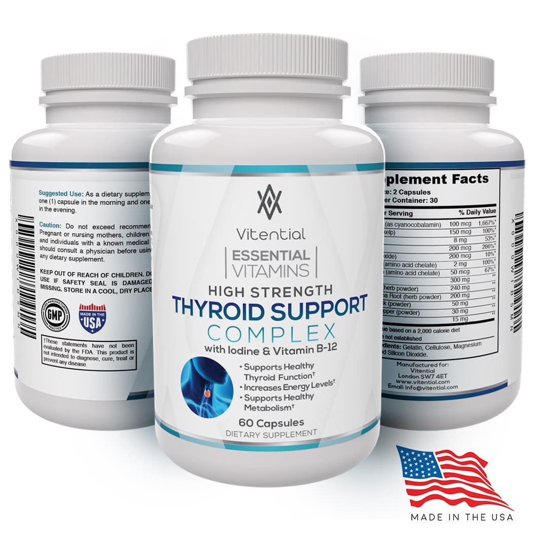 Best Thyroid Support for Hypothyroidism – Give Your Underactive Thyroid and Metabolism a Boost and Increase Your Energy Levels Naturally with a Blend of Vitamin B12, Iodine and Kelp.