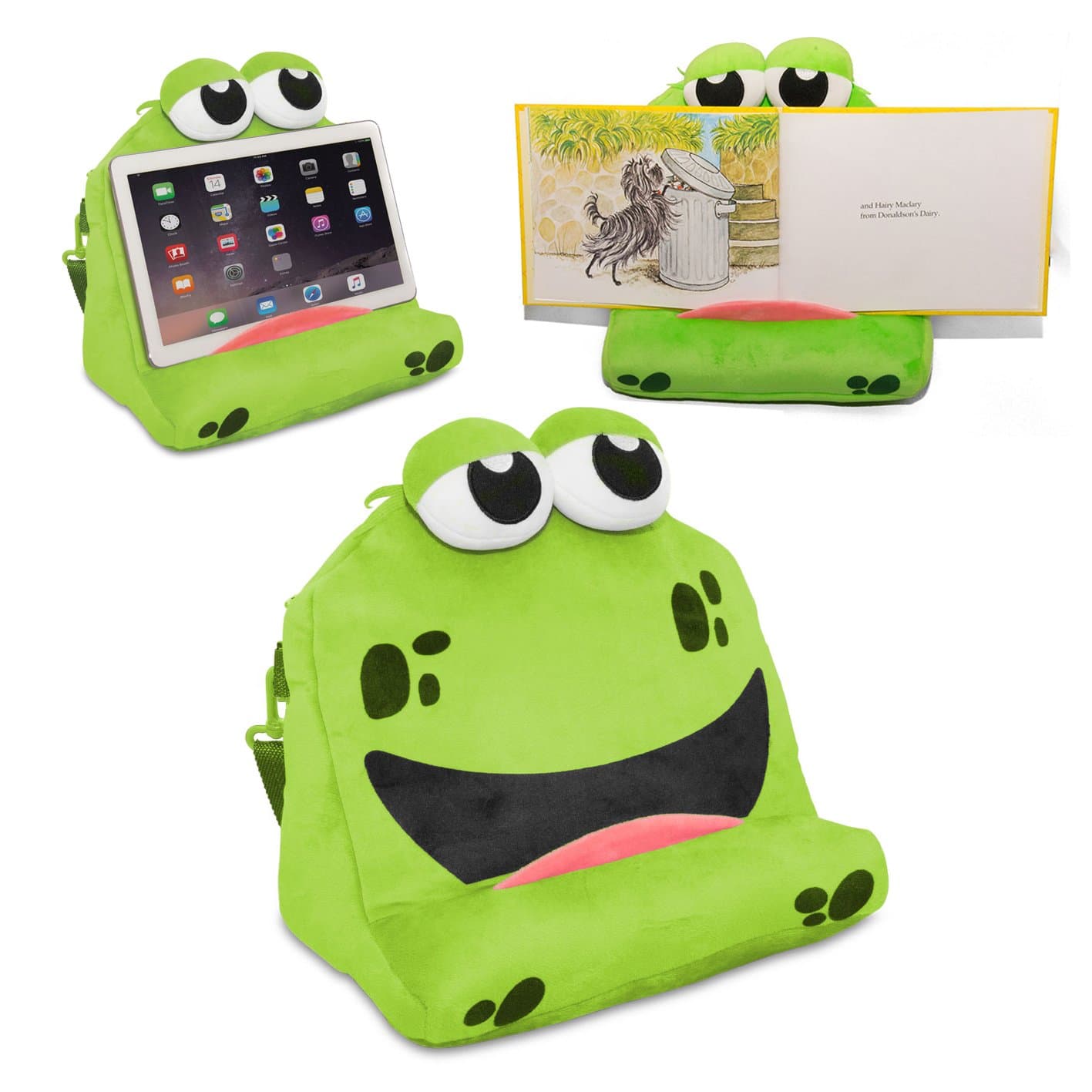 CosyHolder Frankie The fun Tablet & e-Reader holder/stand for kids, Ideal for resting a Kindle, iPad and all tablets, Padded accessory pouch & carry strap make Frankie perfect for home or travel