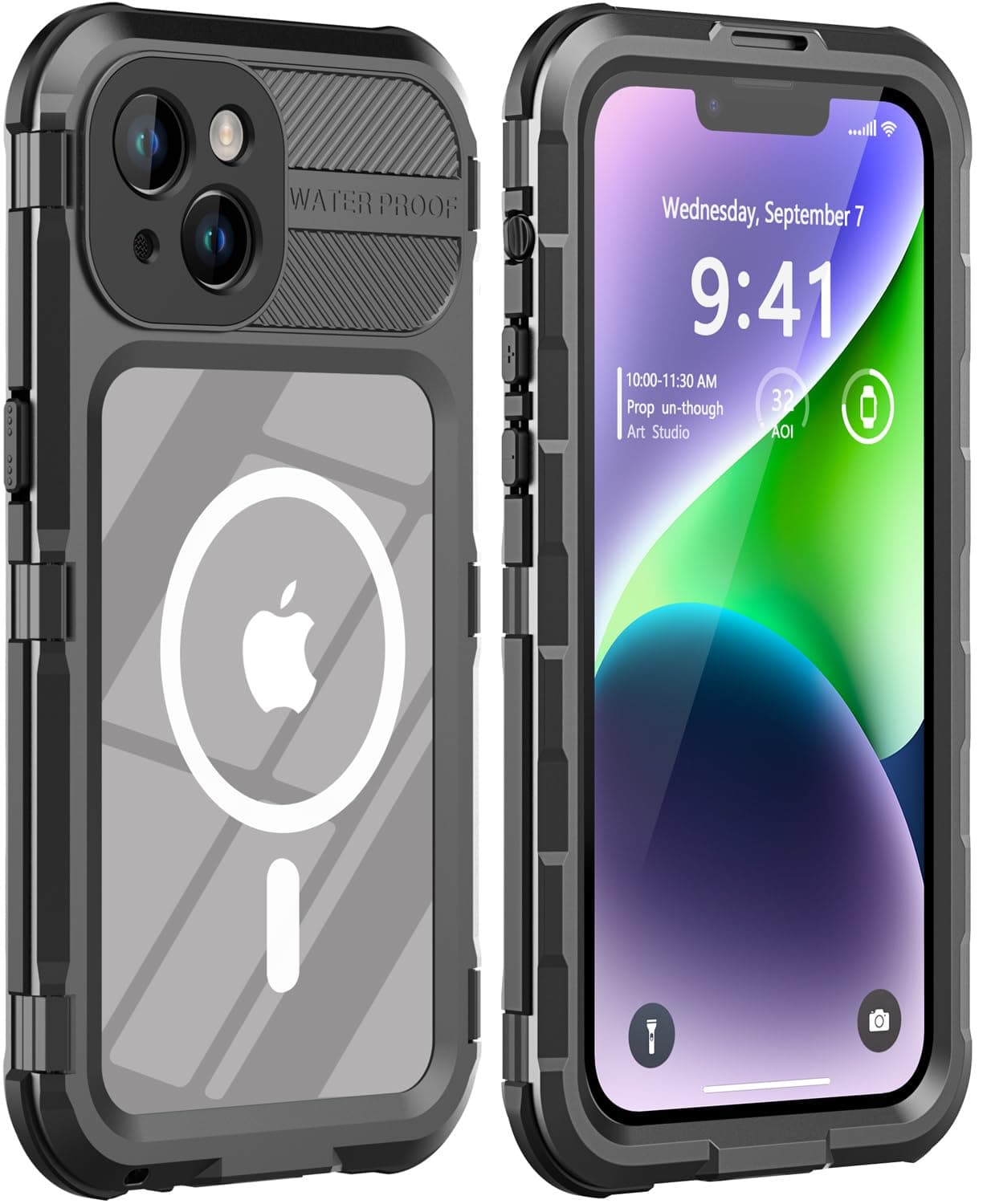 LOVE BEIDI Design for iPhone 14 Plus Case Waterproof, Dustproof Shockproof Waterproof Case for iPhone 14 Plus, Metal Full Body Protective Phone Case for iPhone 14 Plus 6.7 inch Black