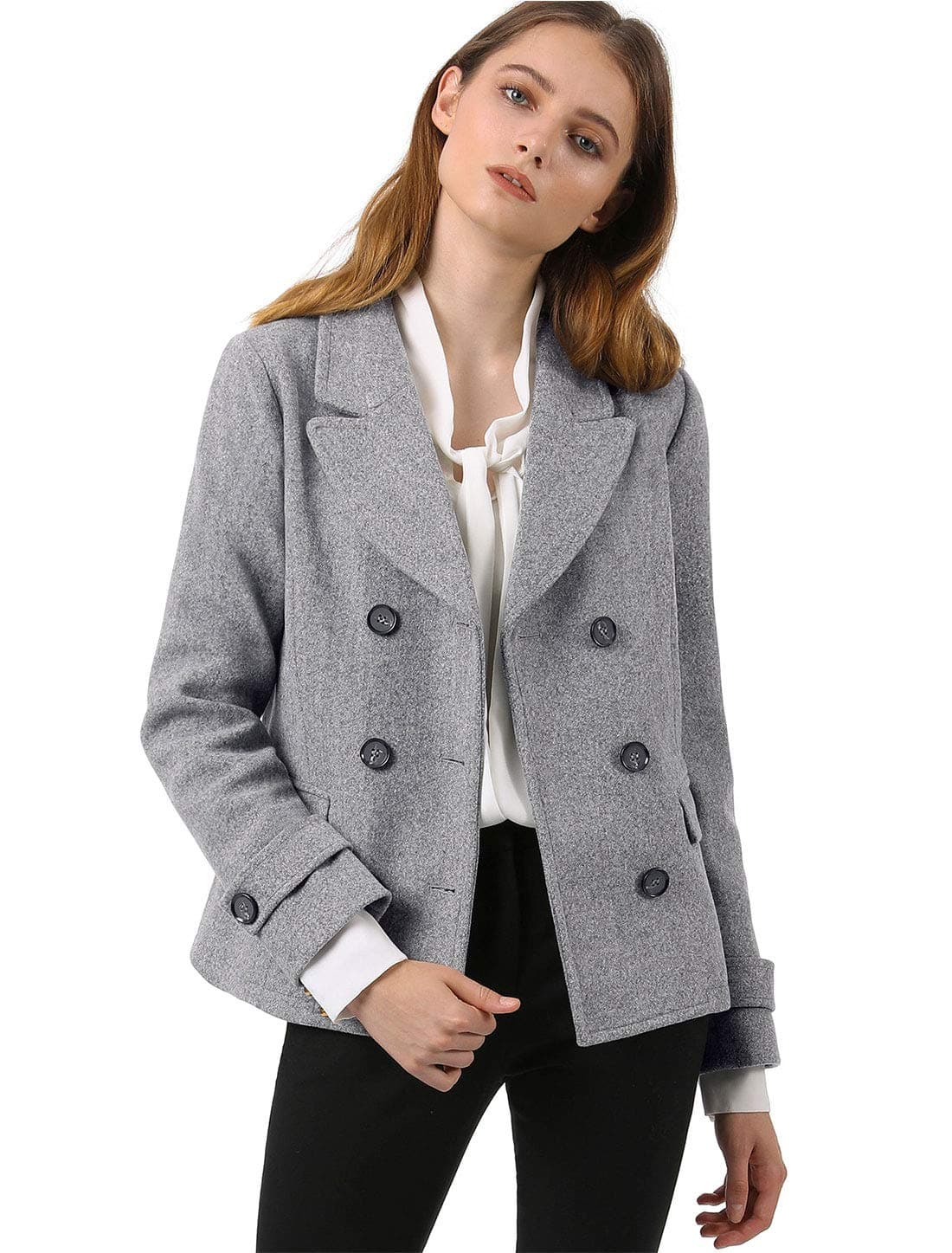 Women's Notched Lapel Double Breasted Pea Coat