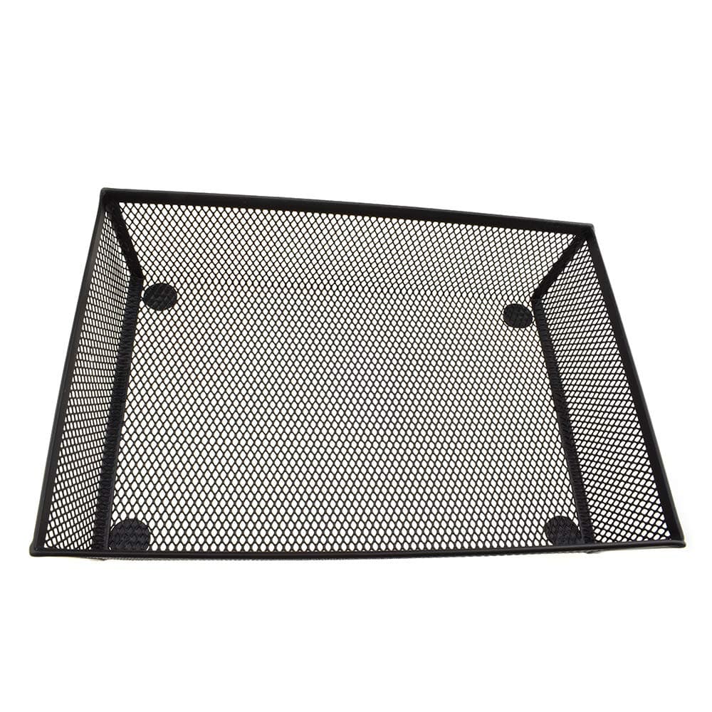 HAHIYO Stackable Mesh Tray Cup 9 x 6 x 2 inches Sturdy Container for Desk Drawer Organizer Collection for Home Office School kitchen Soft Foam Feet No Sharp Edges 1 Pack Black