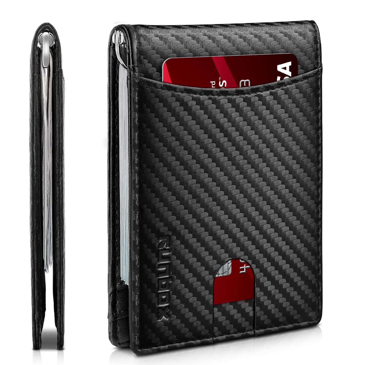 - Slim Wallet for Men Genuine Leather RFID Blocking Bifold Minimalist Front Pocket Mens Wallet with Money Clip Thin Gift Box