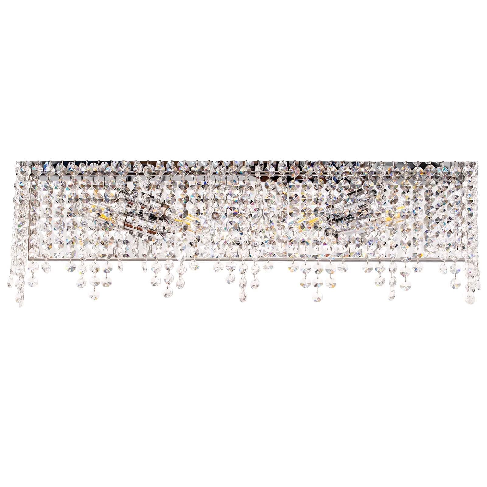 Crystal Bathroom-Light Fixtures Over Mirror, 24 in. Rectangular, Glam Mordern Style, Stainless Bathroom Vanity-Light Fixture with Sparking Clear Crystals