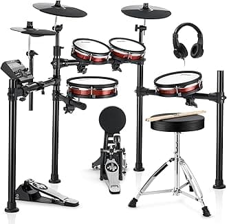 DED-200 MAX Electronic Drum Set with Industry Standard Mesh Heads, 10'' Snare, 8“ Tom, 10'' Tom, 12'' Crash, 450+ Authentic Sounds for Optimal Performance and Feel NEW