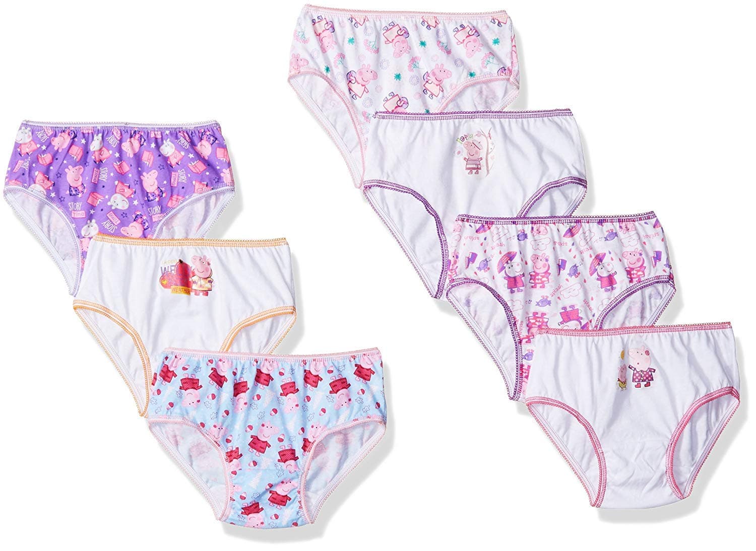 Girls' 100% Combed Cotton Underwear Panty Multipacks Sizes 2/3t, 4t, 4, 6 and 8
