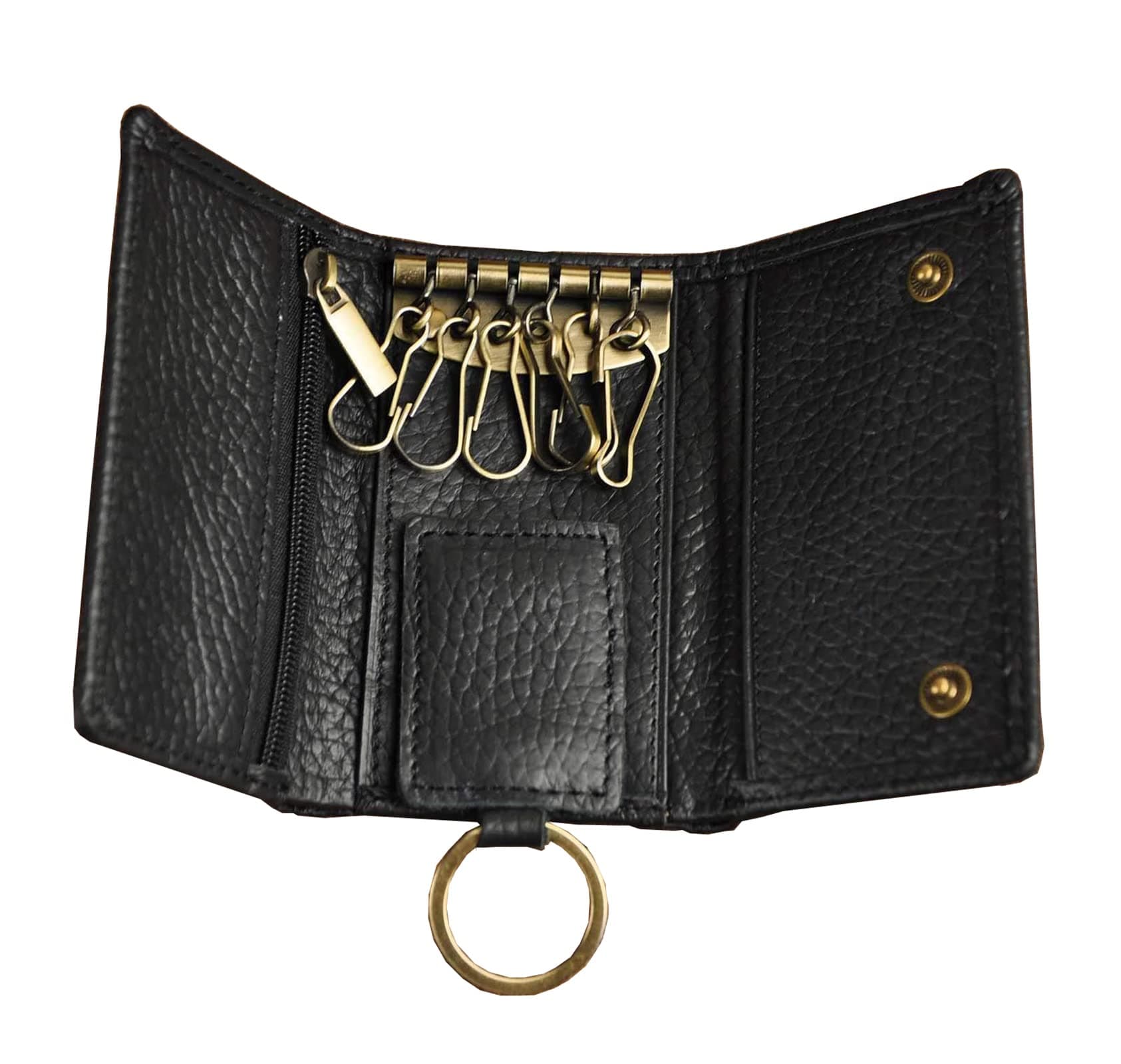 Mens Genuine Leather Car Key Case Loop Hook Coin Case Cover Wallet Snap