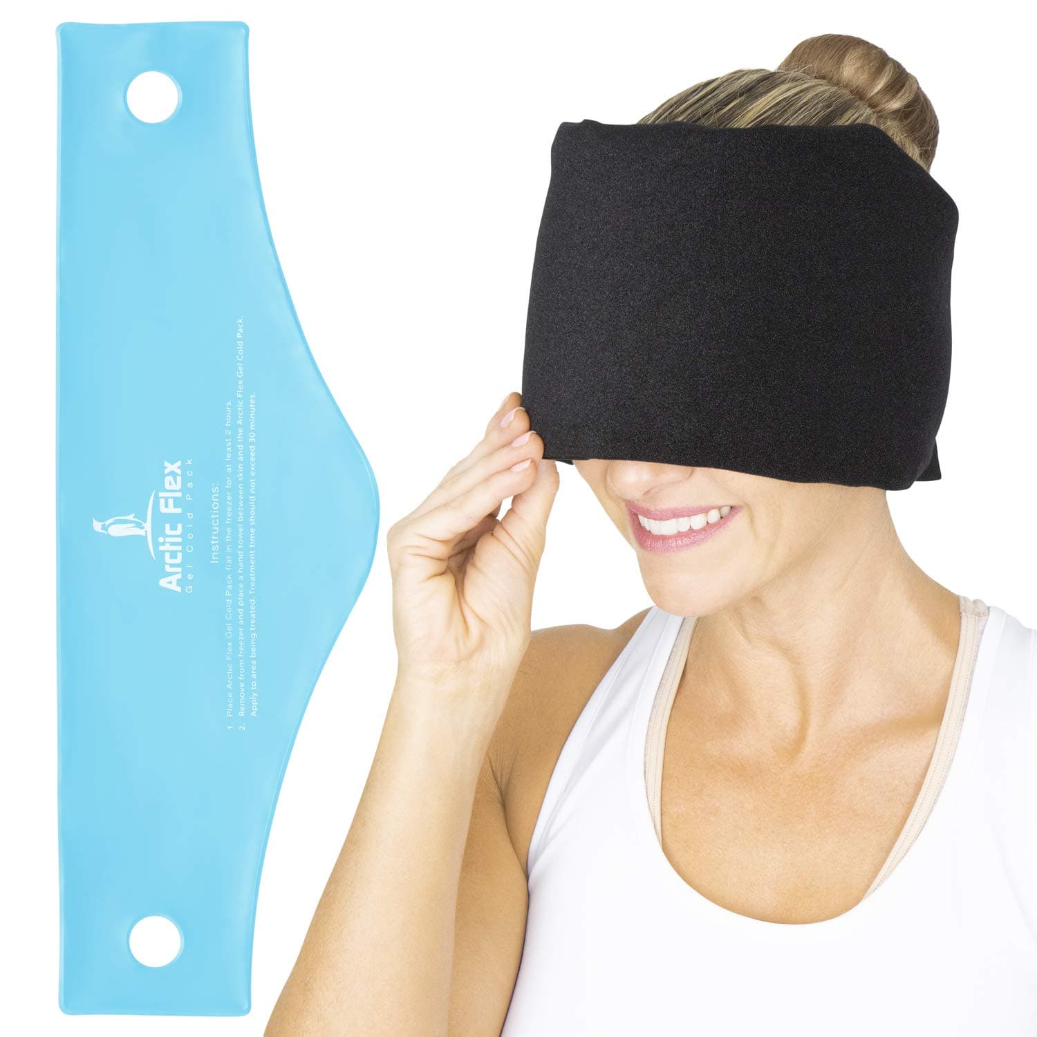 Arctic FlexHeadache Relief Ice Pack Hat Flexible Cold And Hot Gel Migraine Wrap Eye Mask For Head Injuries Neck Shoulder Tension Pain Freeze Heat Therapy Kid Wearable Reusable