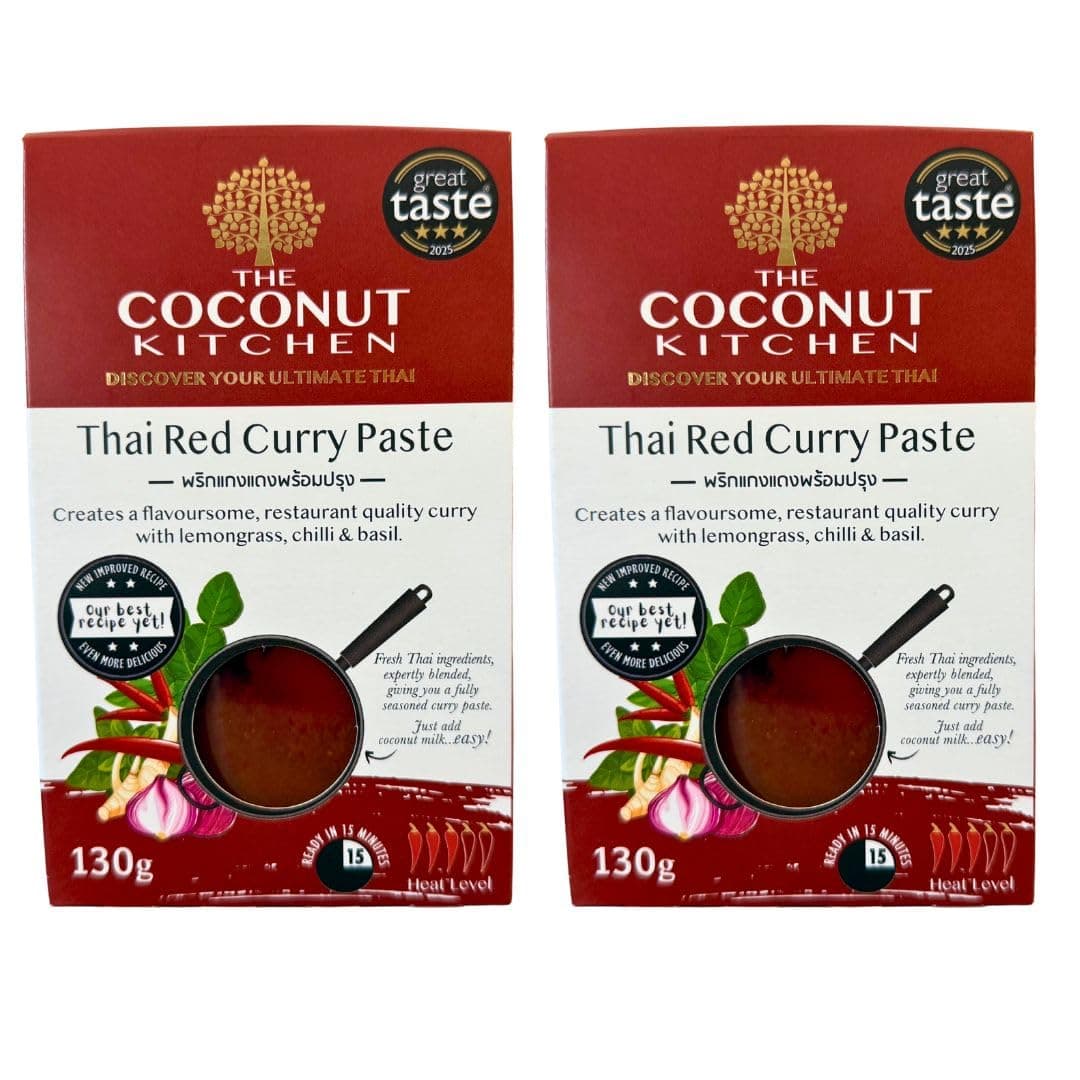 The Coconut Kitchen – Easy Thai Red Curry Paste, Thai Red Curry Kit, Sauce Sachets, Thai Style Spice Blend Pack, Curry Gifts for Men, Thai 7 Spice (2 Pack 1 x130g)