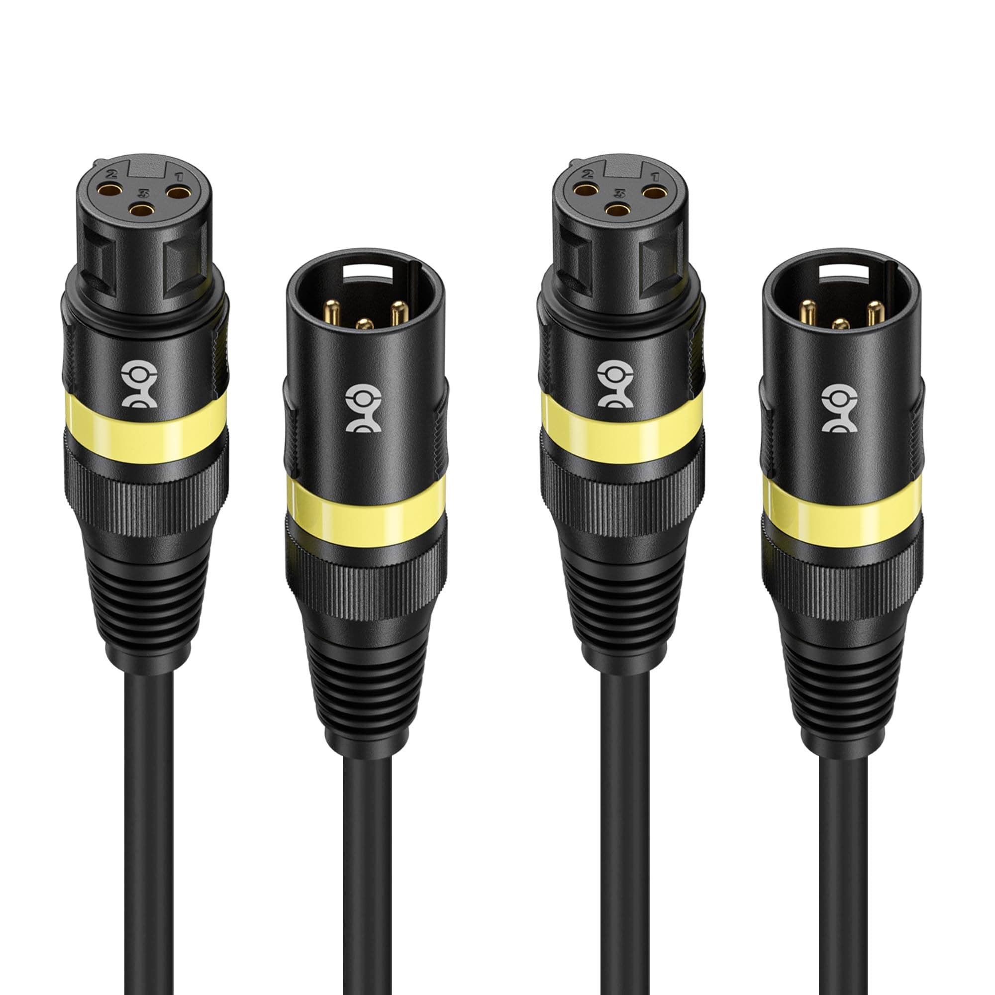 Cable Matters 2-Pack 22AWG Stage Light DMX Cable 10ft / 3m with 3-Pin XLR Connector, 3 Pin XLR Male to Female DMX Lighting Cable