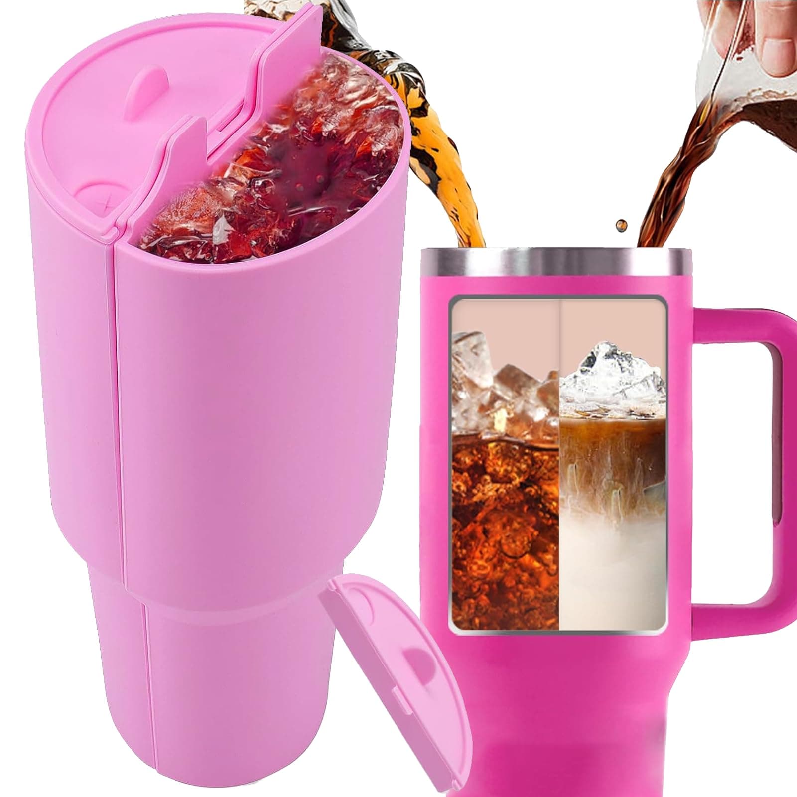 Sponsored Ad – Stanley Cup Divider,Stanley Accessory,2-in-1 Drink Separator Silicone Liner,Pink Stanley Cup Accessories Sleeve for 40 Oz Tumbler Cup,Reusable Liner for Party, Leisure, Outdoor, Office