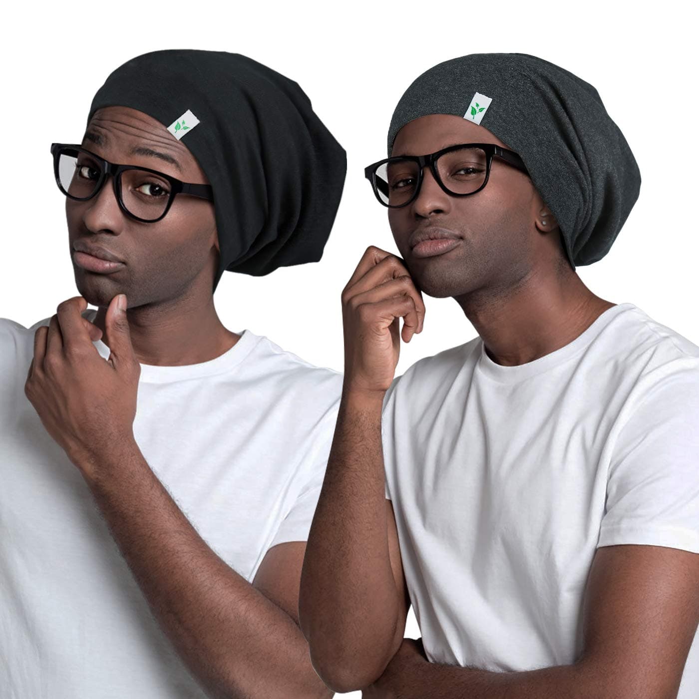 Sleep Cap-2Pcs Designed for Men with Natural Curly Wave Hair Satin Lined,Gifts for Boyfriend,Husband & Dad,