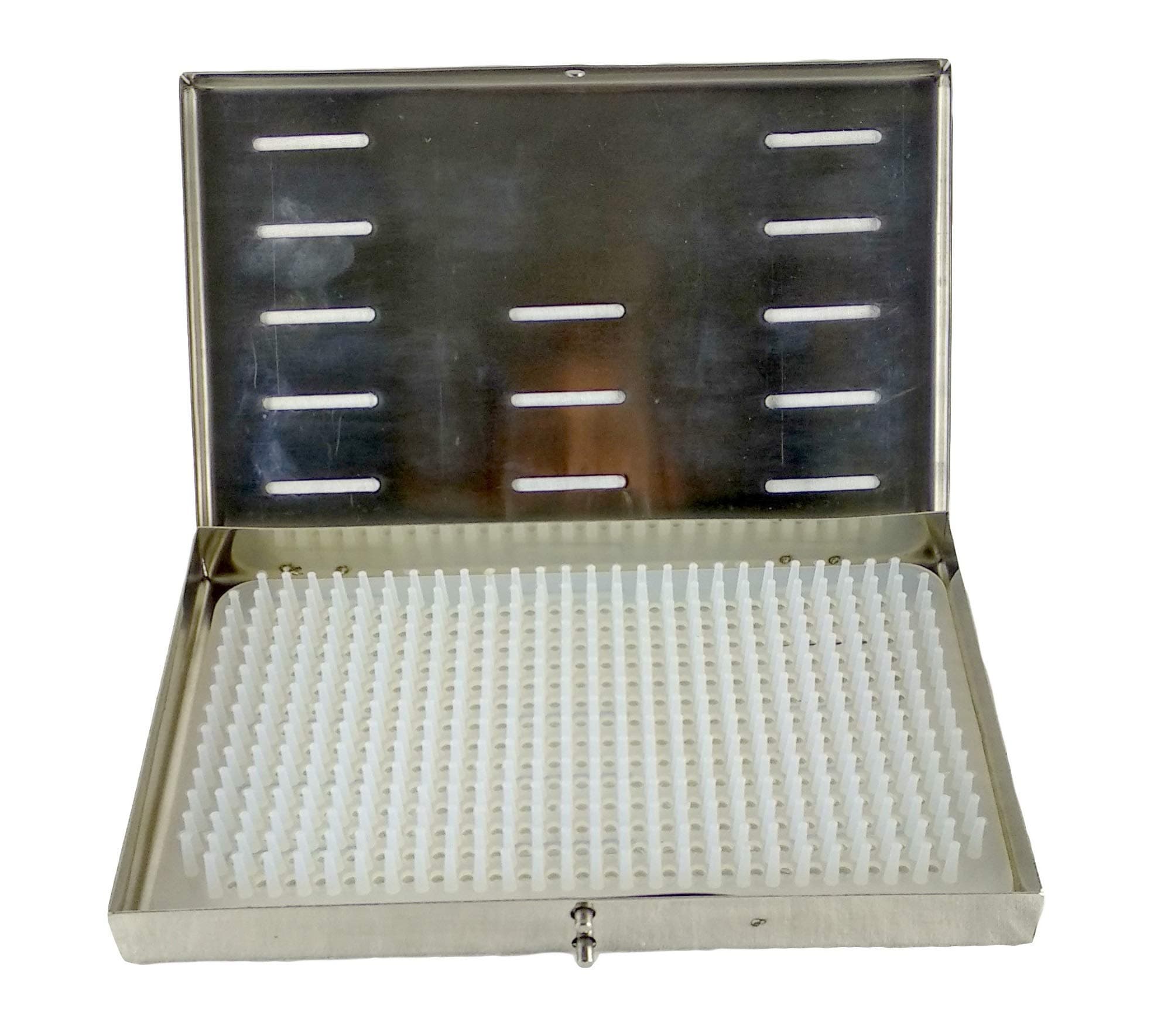 Medical Sterilization Tray for Micro Instruments with Silicon Mat, Size 8 X 4.75 X 1 Inches