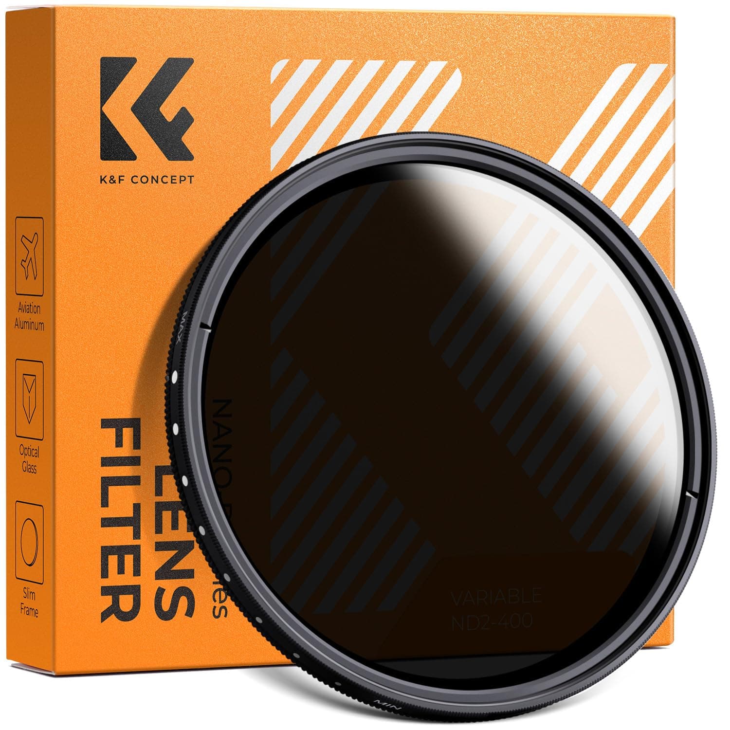 46mm Variable ND2-ND400 ND Lens Filter (1-9 Stops) for Camera Lens, Adjustable Neutral Density Filter with Microfiber Cleaning Cloth (B-Series)