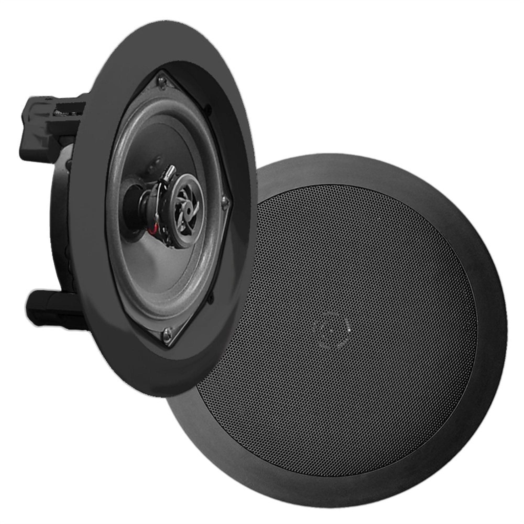Pyle In-Wall In-Ceiling Dual 16.5 cm 2-Way Speaker System, Flush Mount Design, Black Pair, Wide Range Audio, Home and Ceiling Wall Speakers, Center Channel, Bluetooth Ceiling