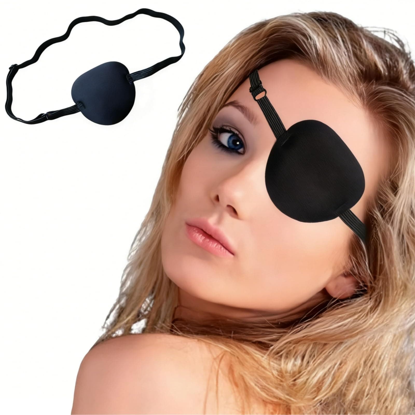 - Xianglangsuccess Monocular Black Eye Patch, Washable, Amblyopia, Medical Eye Patch, Pirate Suit for Adults and Children
