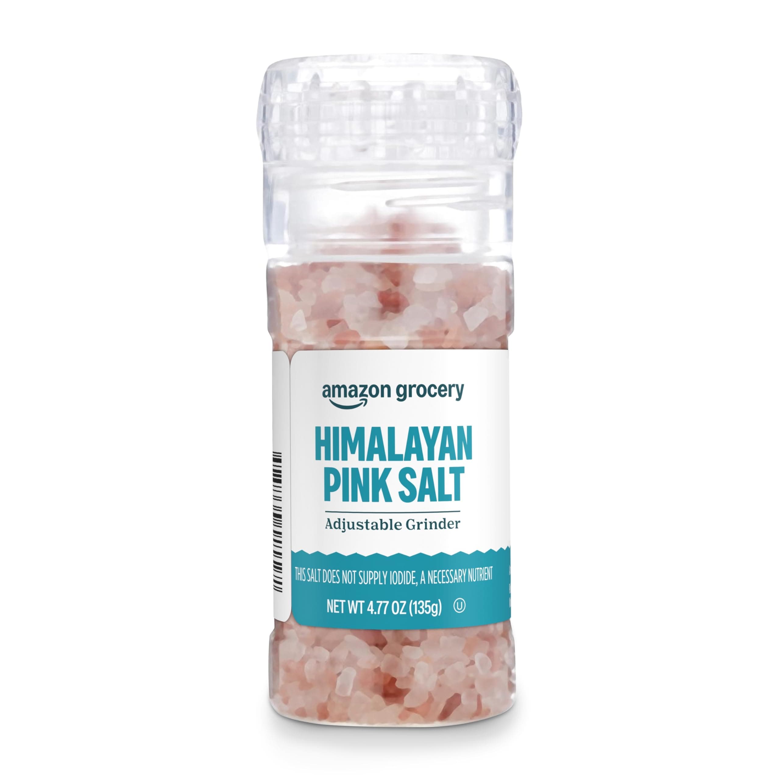 Himalayan Pink Salt Adjustable Grinder, 4.77 Oz (Previously Amazon Fresh, Packaging May Vary)