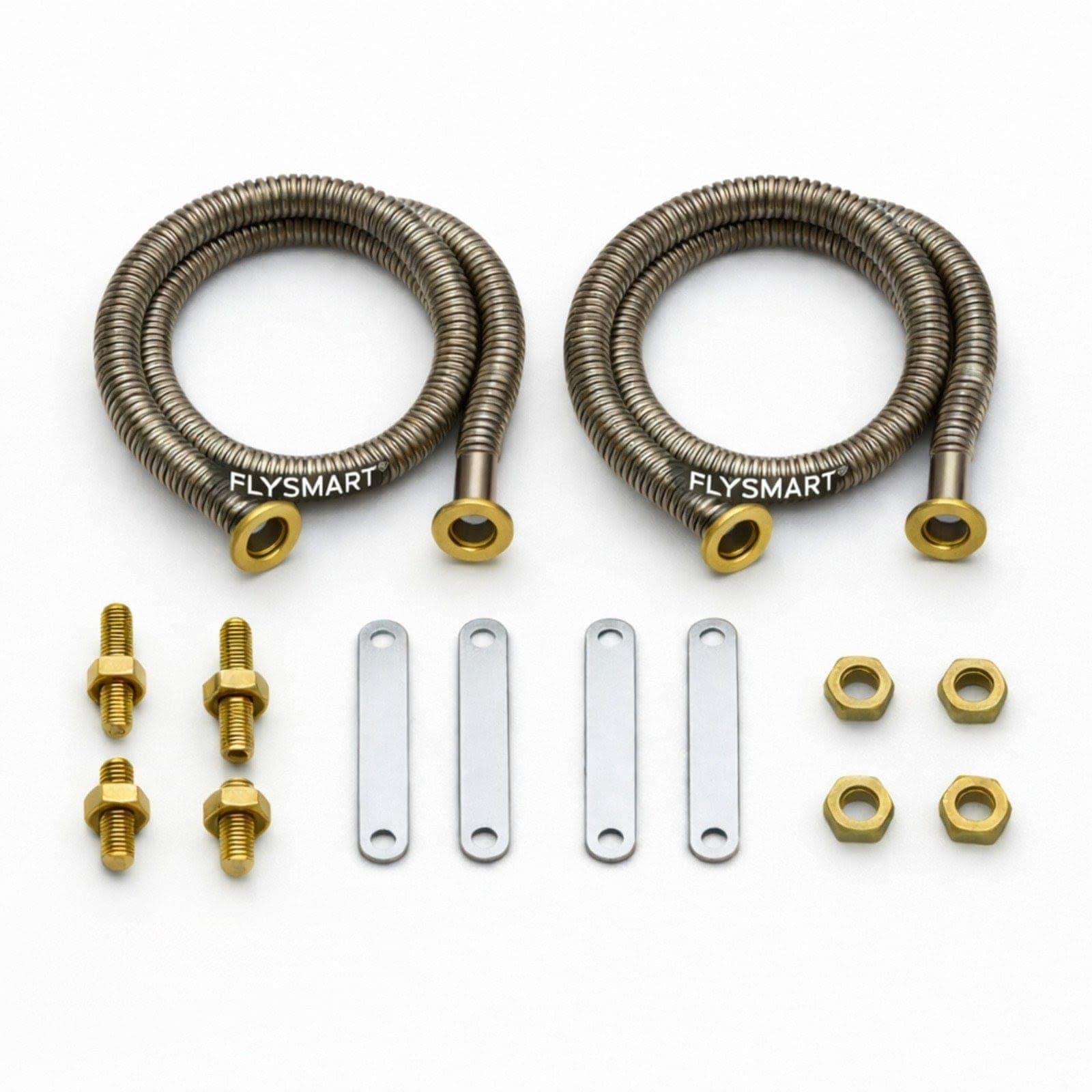 Flysmart 2000 Watts Heater Spring Coil Nichrome Wire Element for Electric Cooking Heater |AC/DC 230–250V Safe | Stainless Steel Coil with Brass Nuts, Bolts & Steel Mounting Strips,Pack Of 2