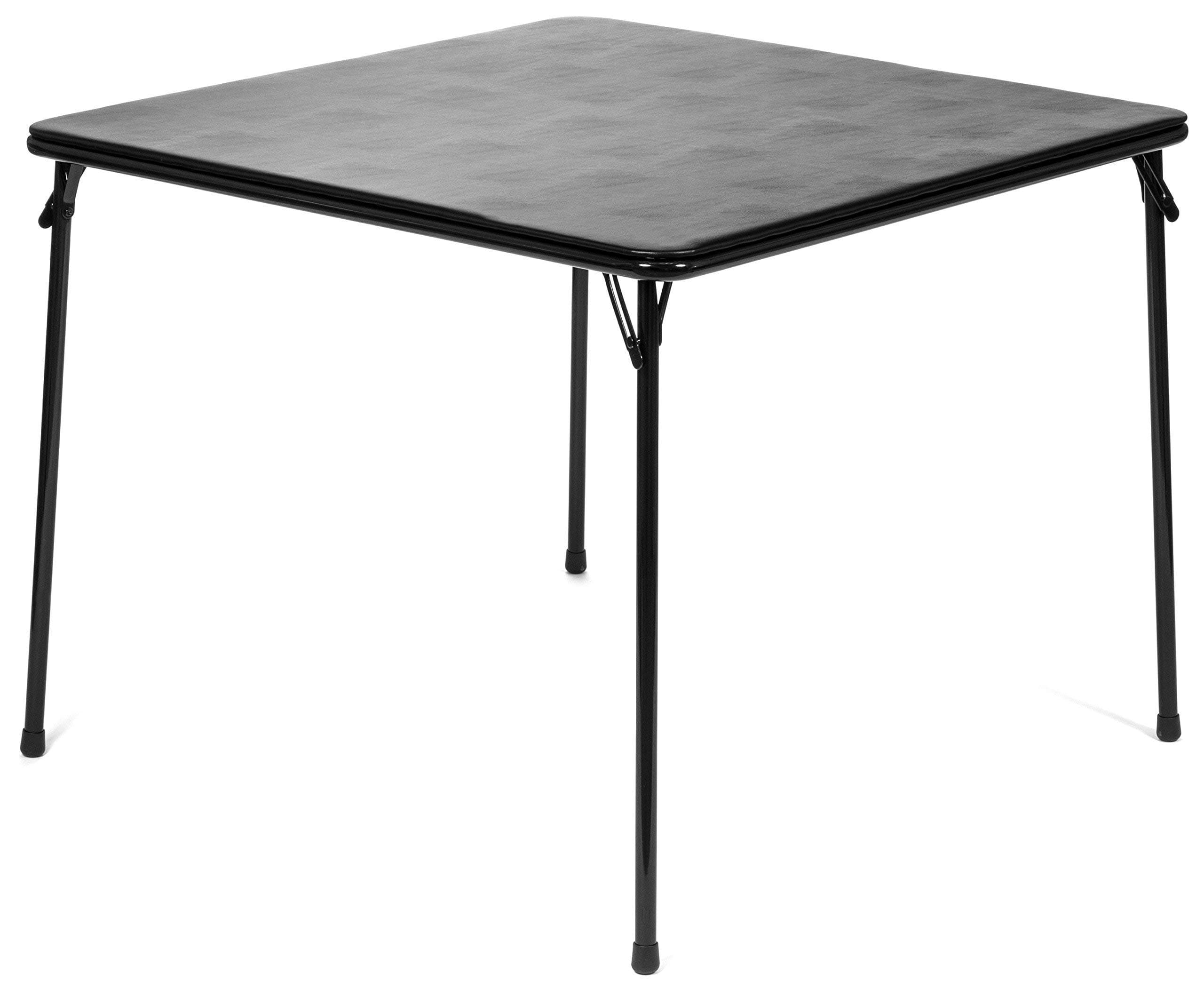 38" Square Folding Card Table - Portable, Easy-to-Store, Vinyl Upholstered, Sturdy Steel, Wheelchair Accessible - Black