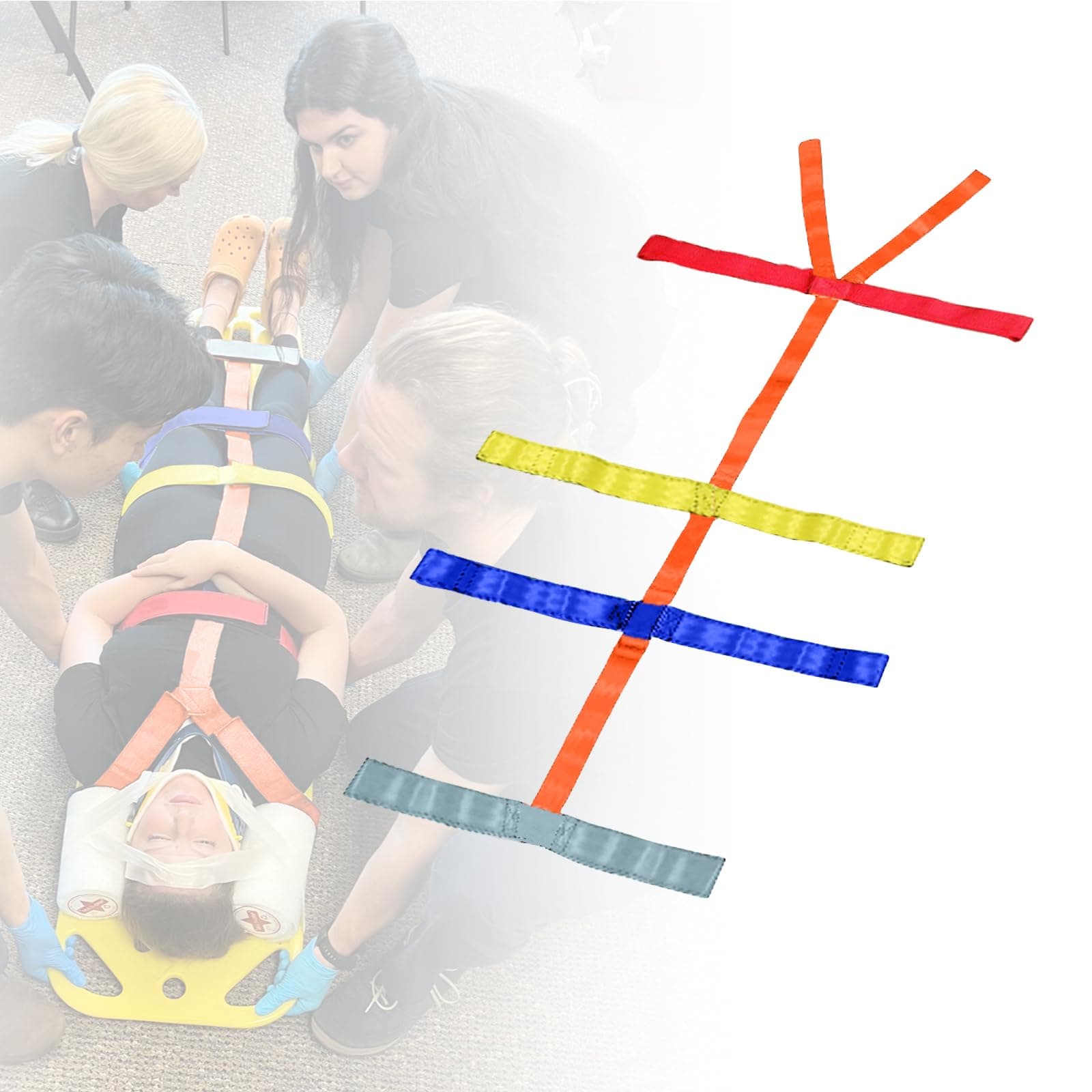 First Aid Spine Backboard Strap - Emergency Stretcher System Immobilization Belt for Rescue Supplies, 10 Reflective Colors