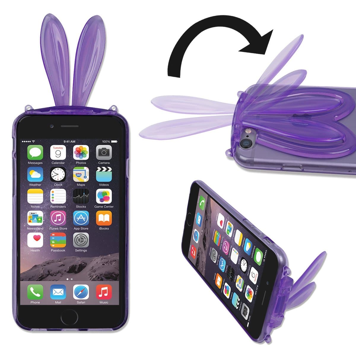 iPhone 6s / 6 Bunny TPU Case, Protective iPhone6 /6 s Ultra Thin Jelly Gel Case, Soft Rabbit Case (Violet)