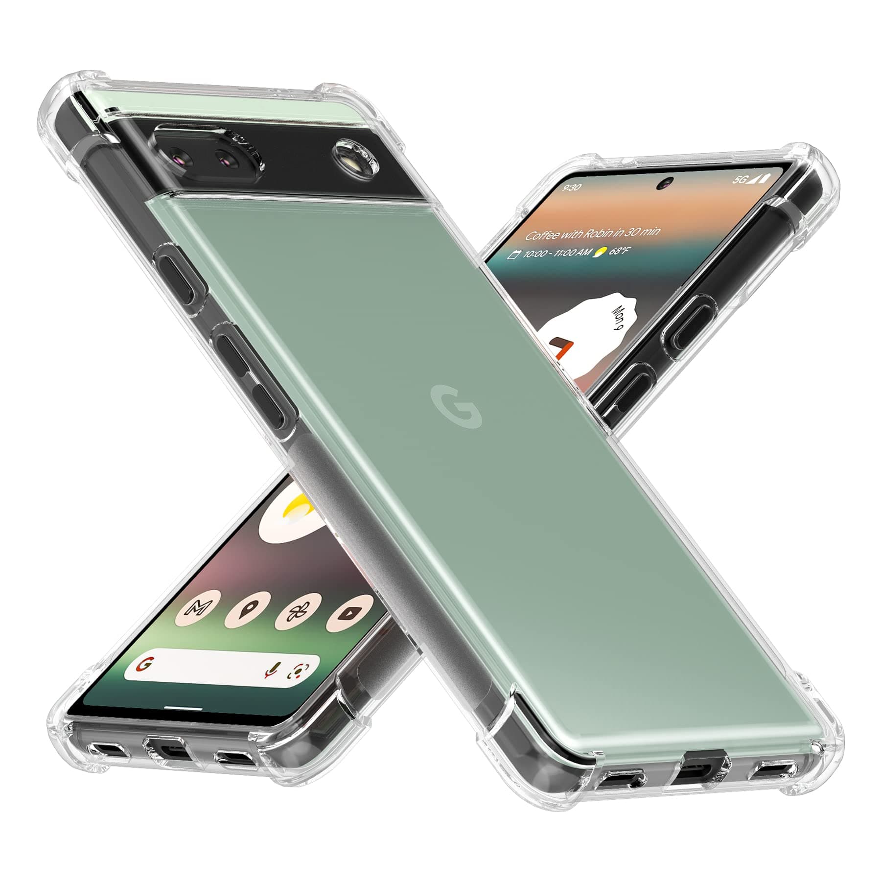 for Google Pixel 6a Case (2022) Crystal Clear Cover with Camera Protection Reinforced Corner Bumper Slim Fit Shockproof Flexible TPU Phone Case for Pixel 6a, Transparent